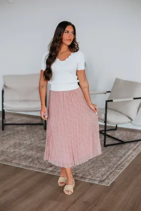 Ashie Pleated Floral Skirt - Mauve Mix