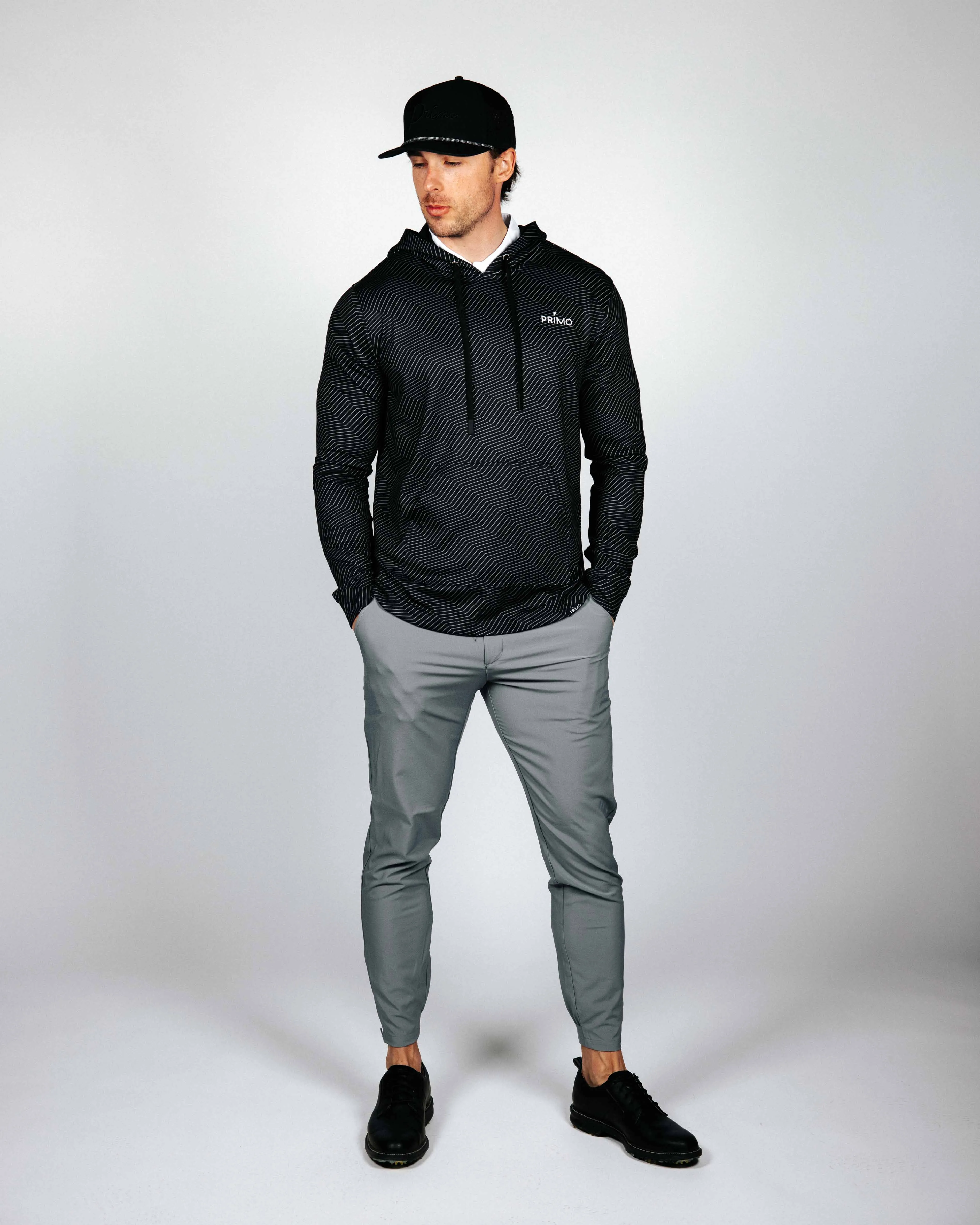 Black Chevron Golf Hoodie,Men Top