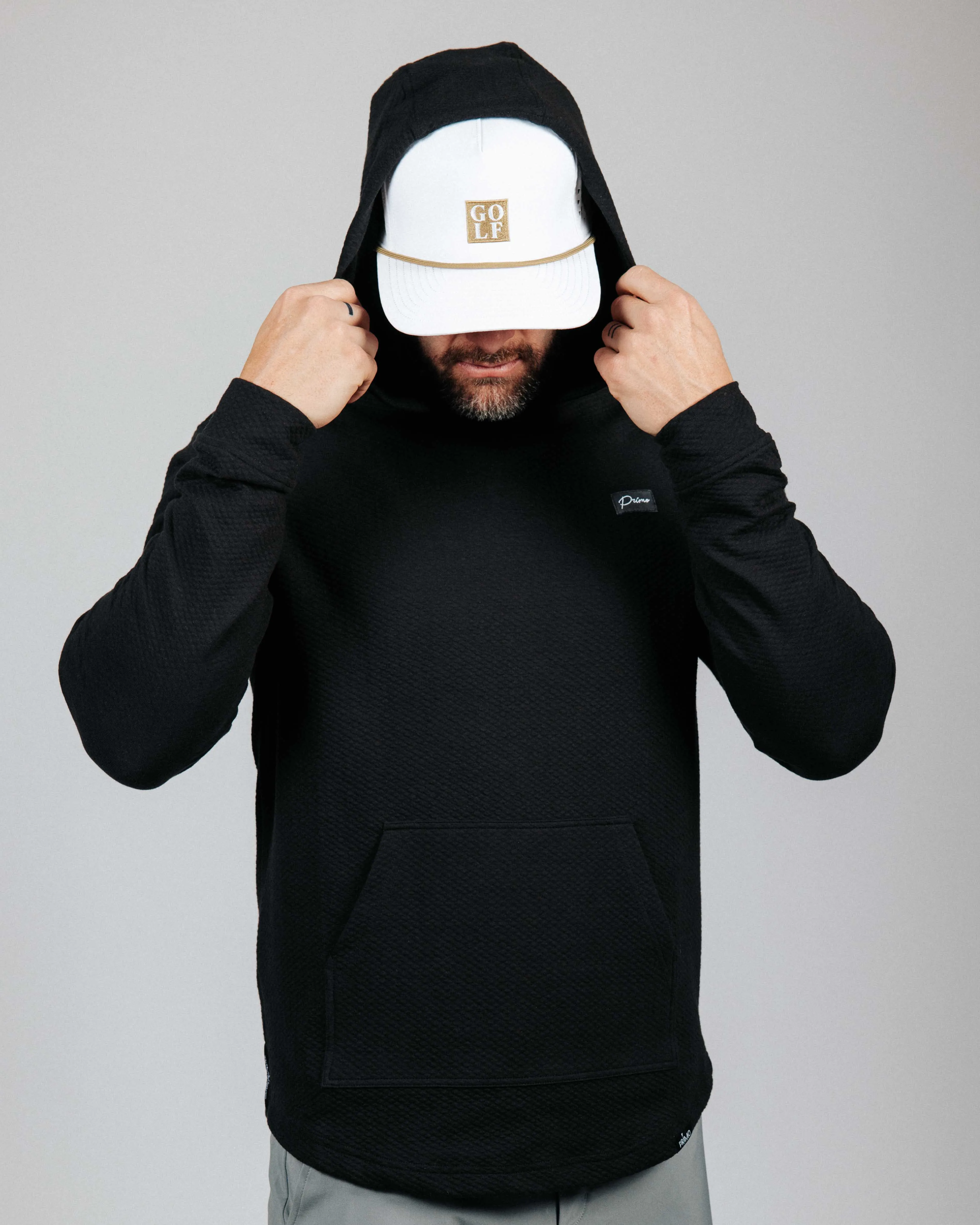 Black GH Waffle Hoodie,Men Top
