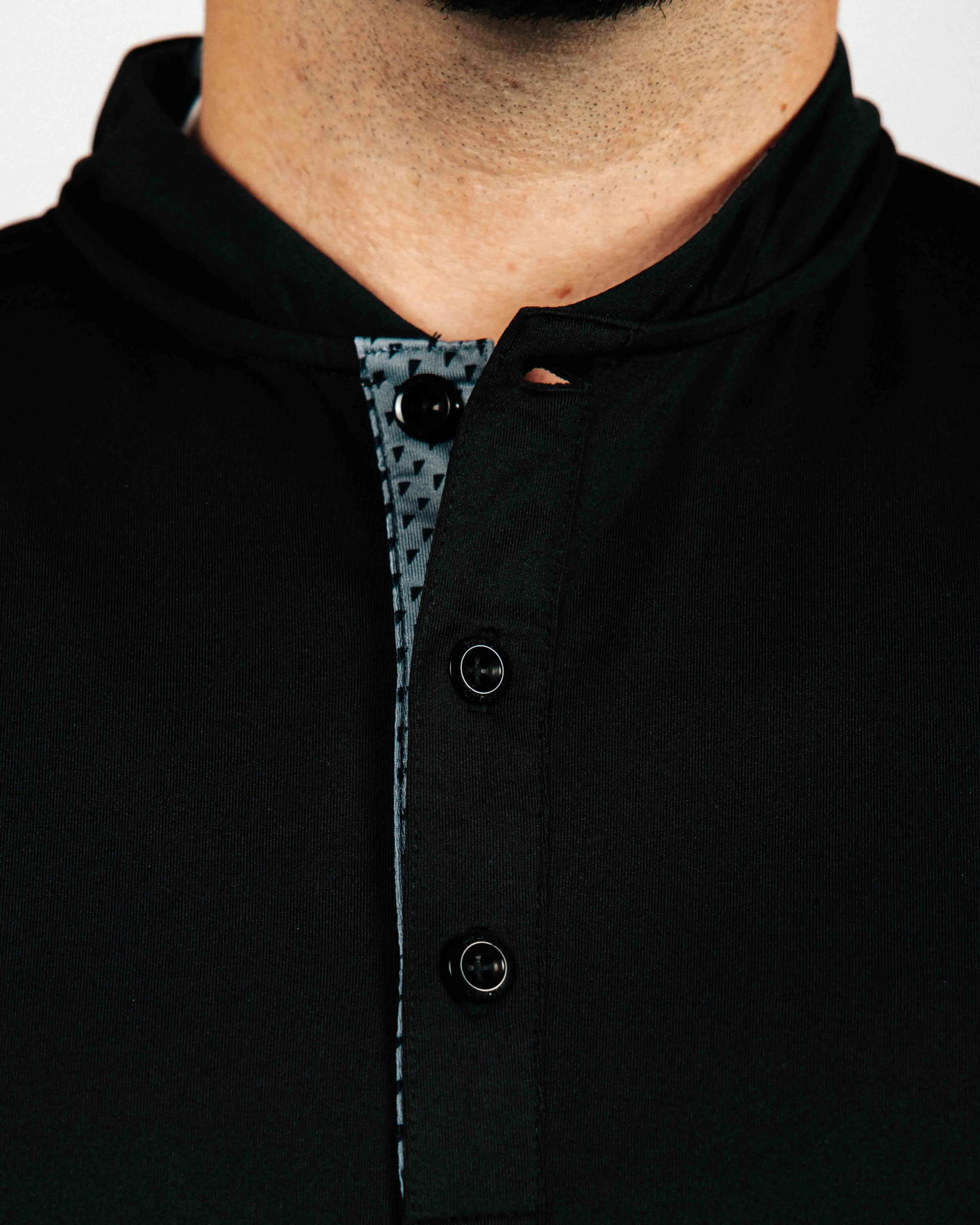 Black Long Sleeve Blade Polo,Men Top