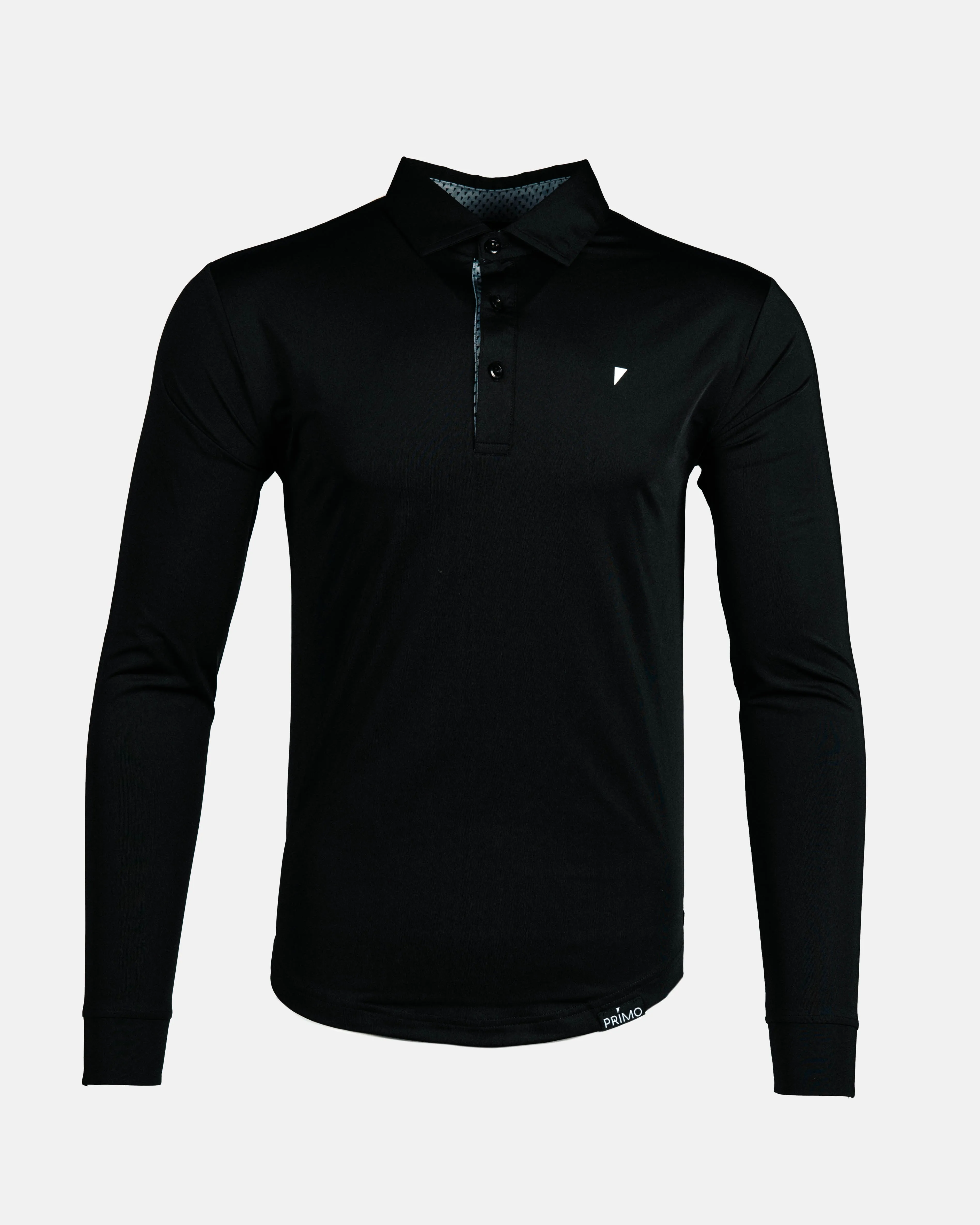 Black Long Sleeve Classic Polo,Men Top