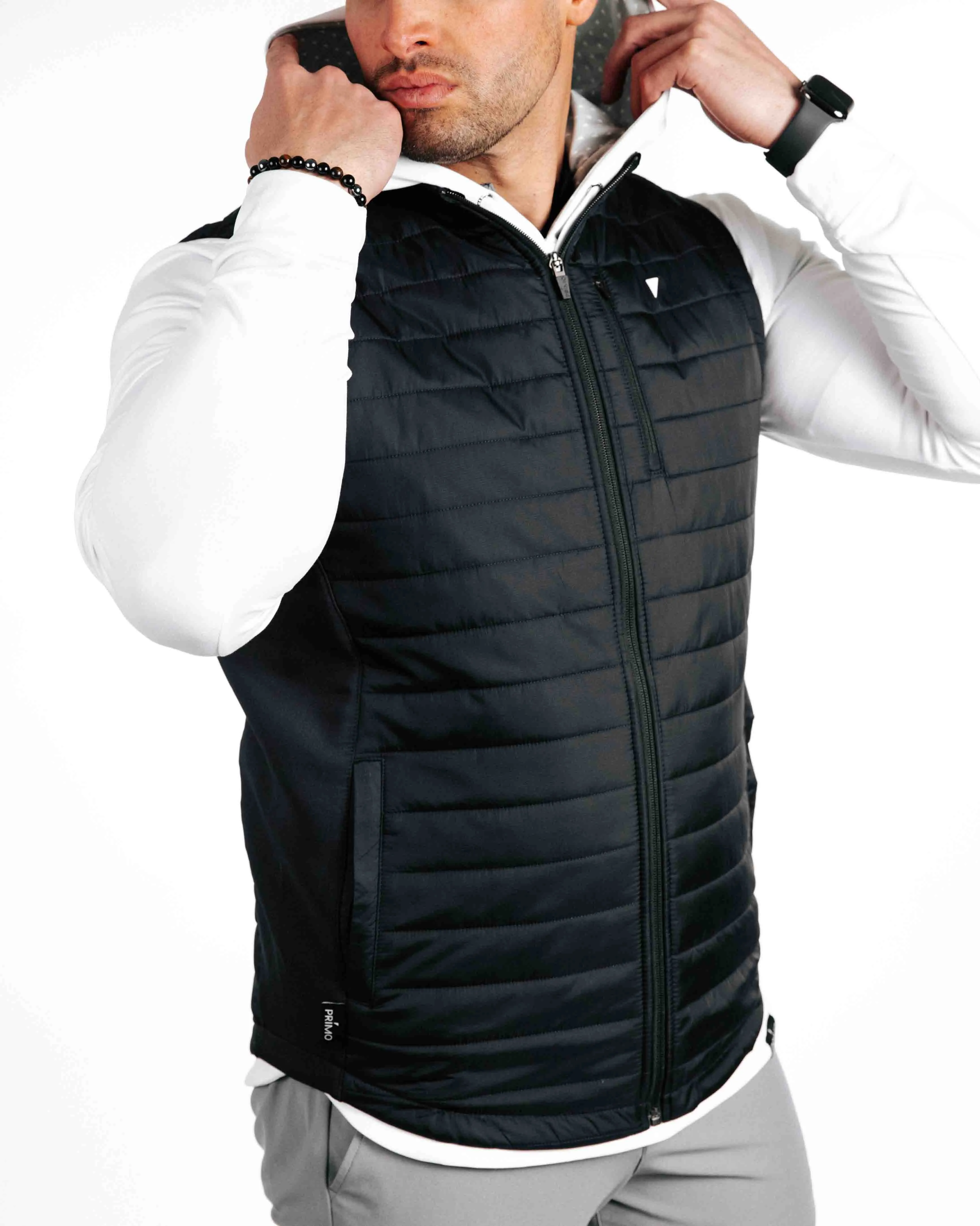 Black Puff Vest,Men Top