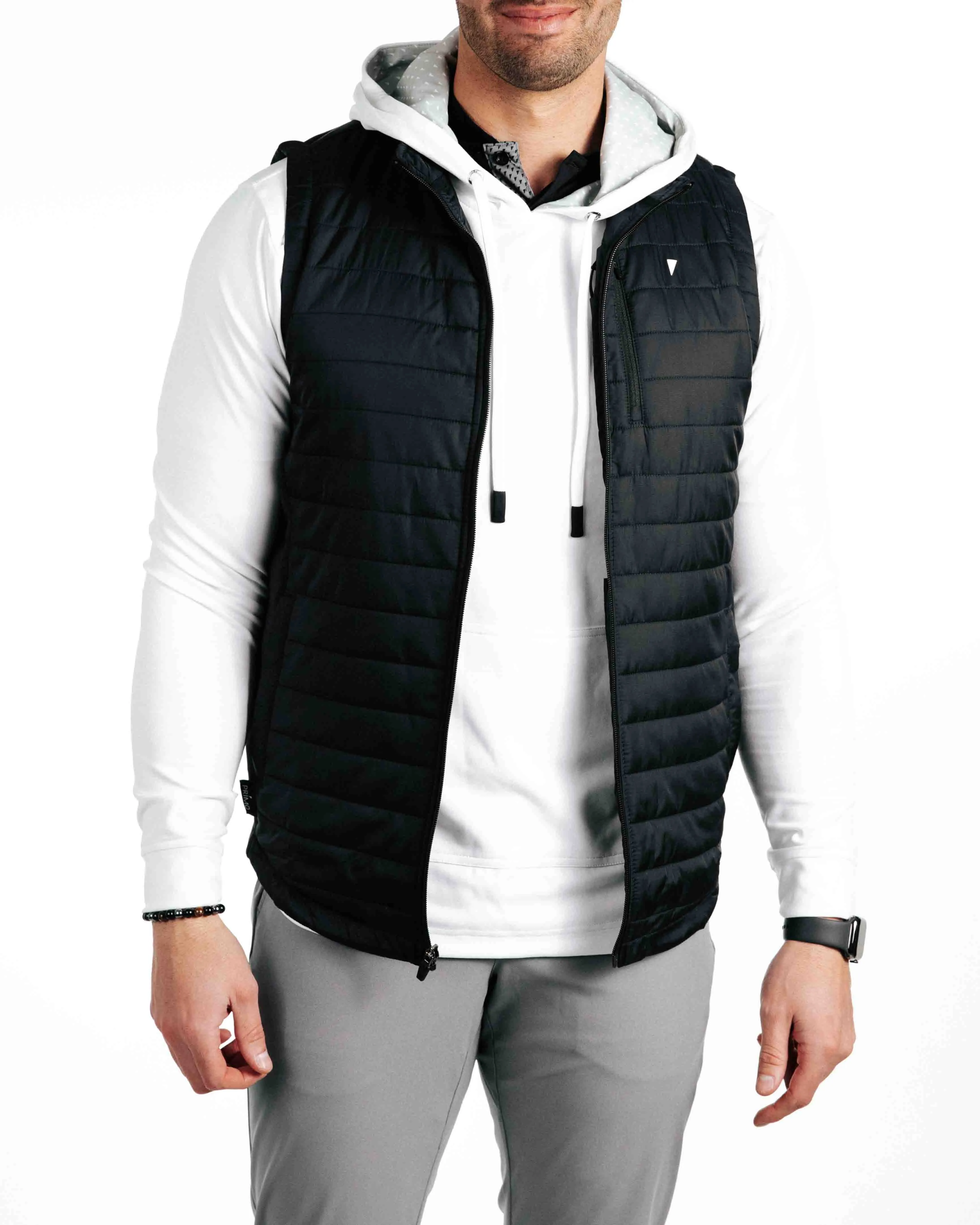 Black Puff Vest,Men Top