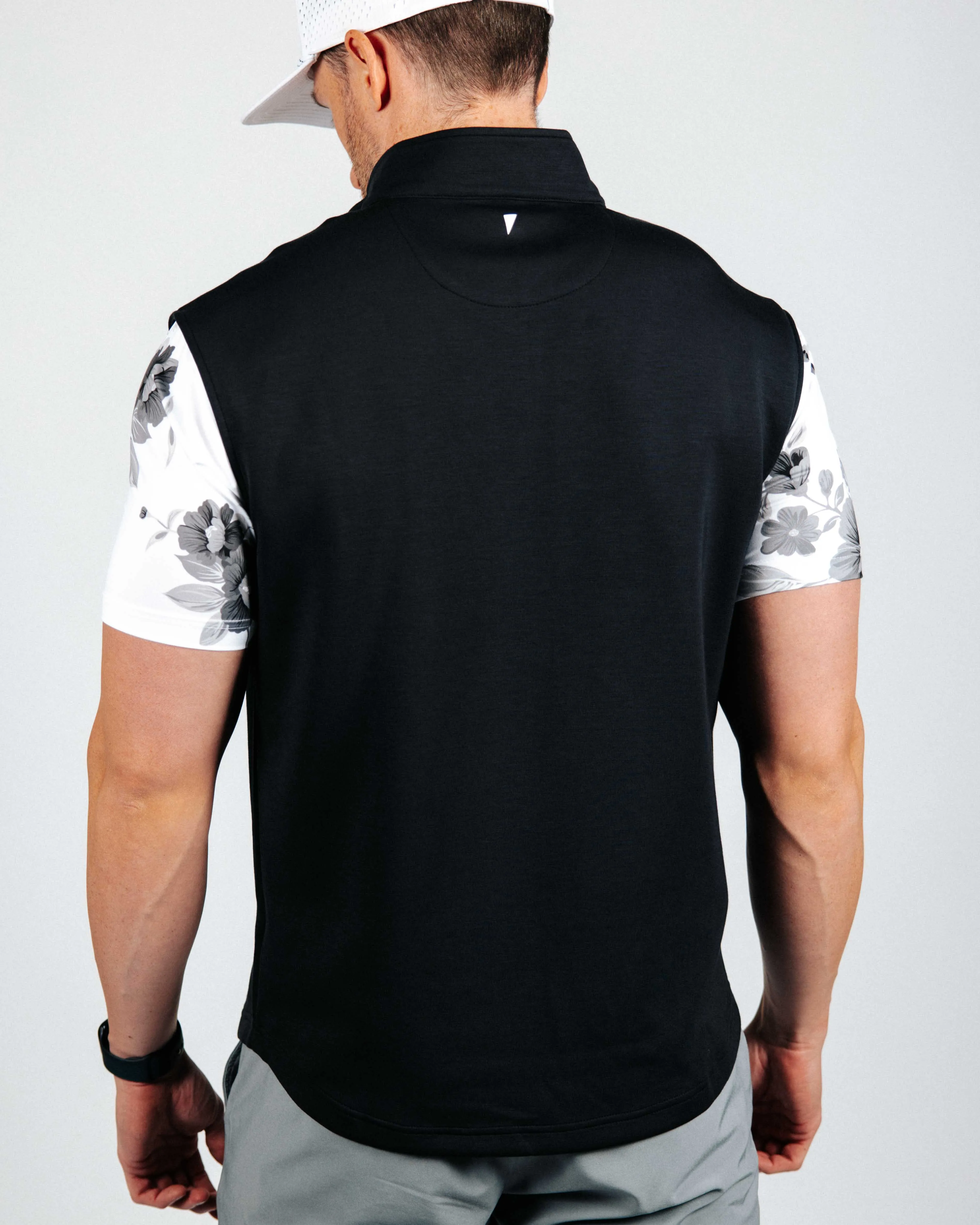 Black Quarter Zip Vest,Men Top