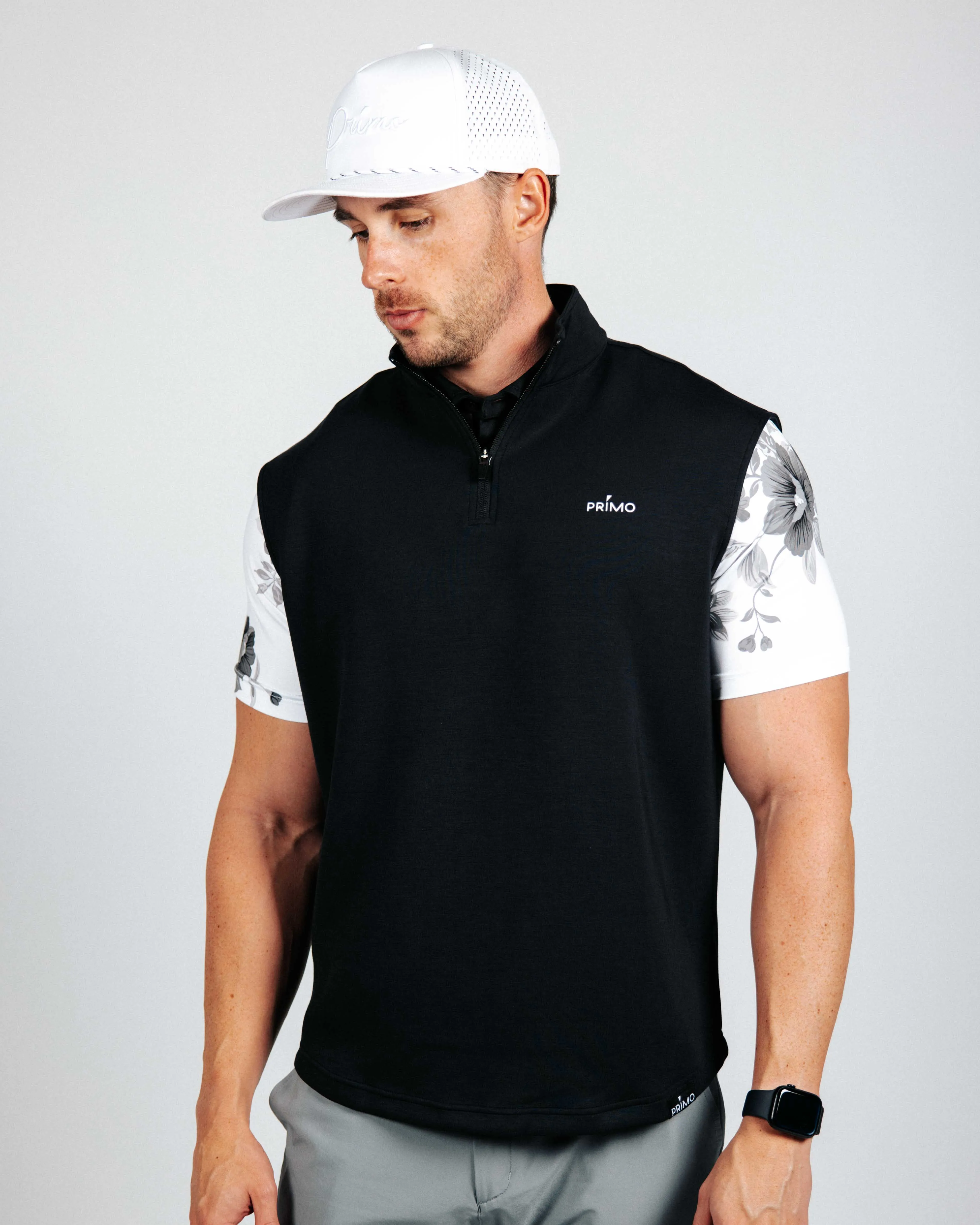 Black Quarter Zip Vest,Men Top