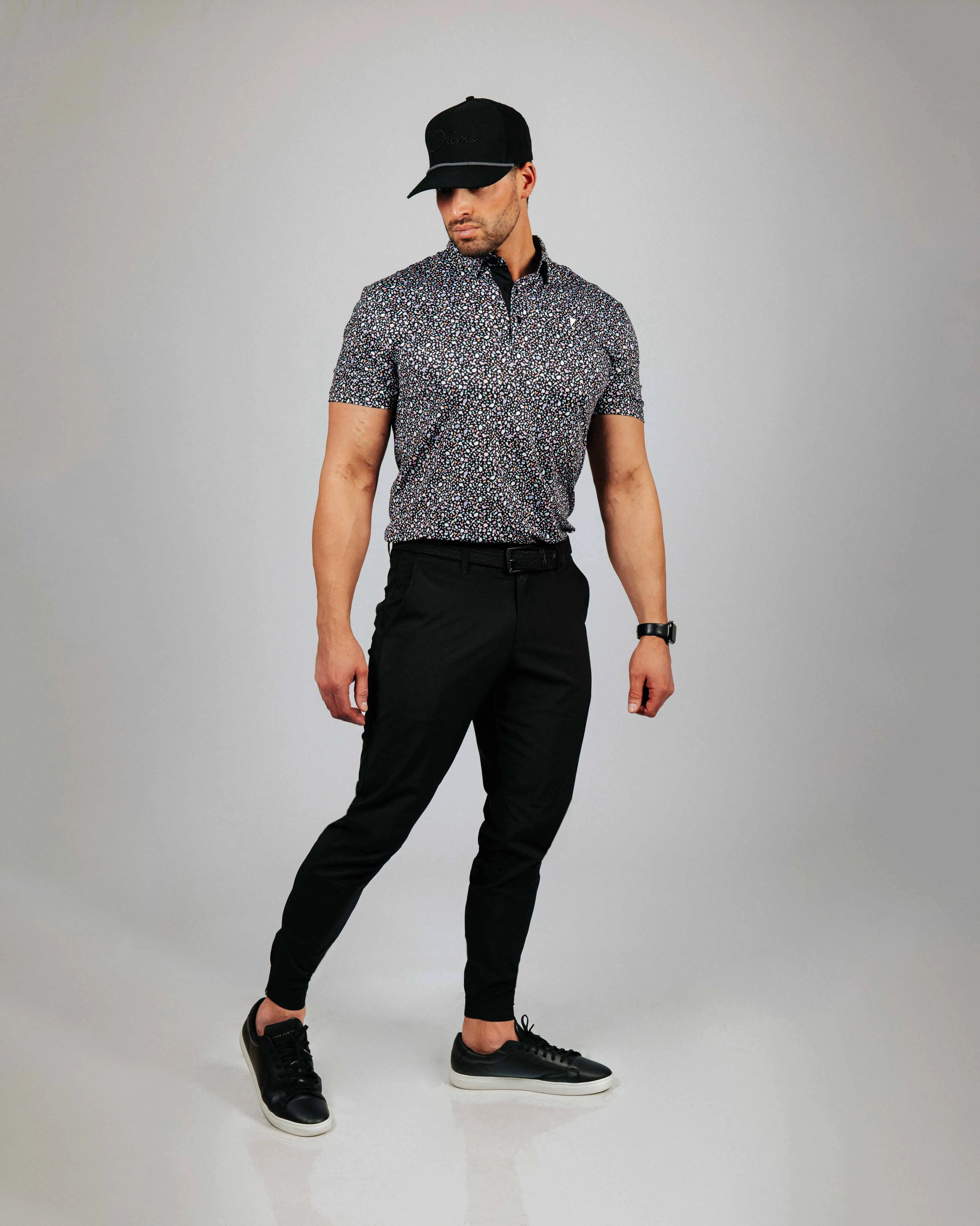 Black Stained Glass Classic Polo,Men Top