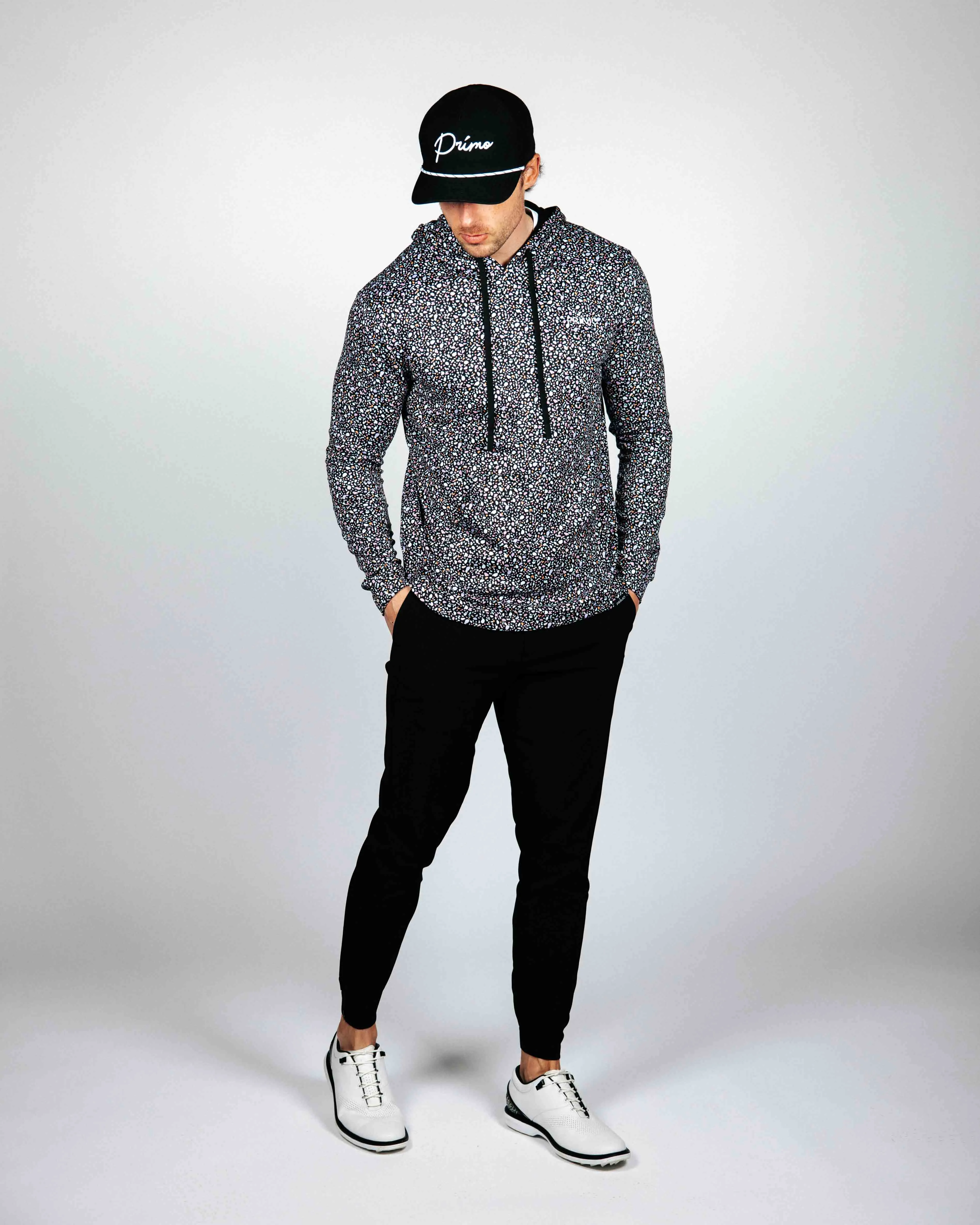 Black Stained Glass Golf Hoodie,Men Top