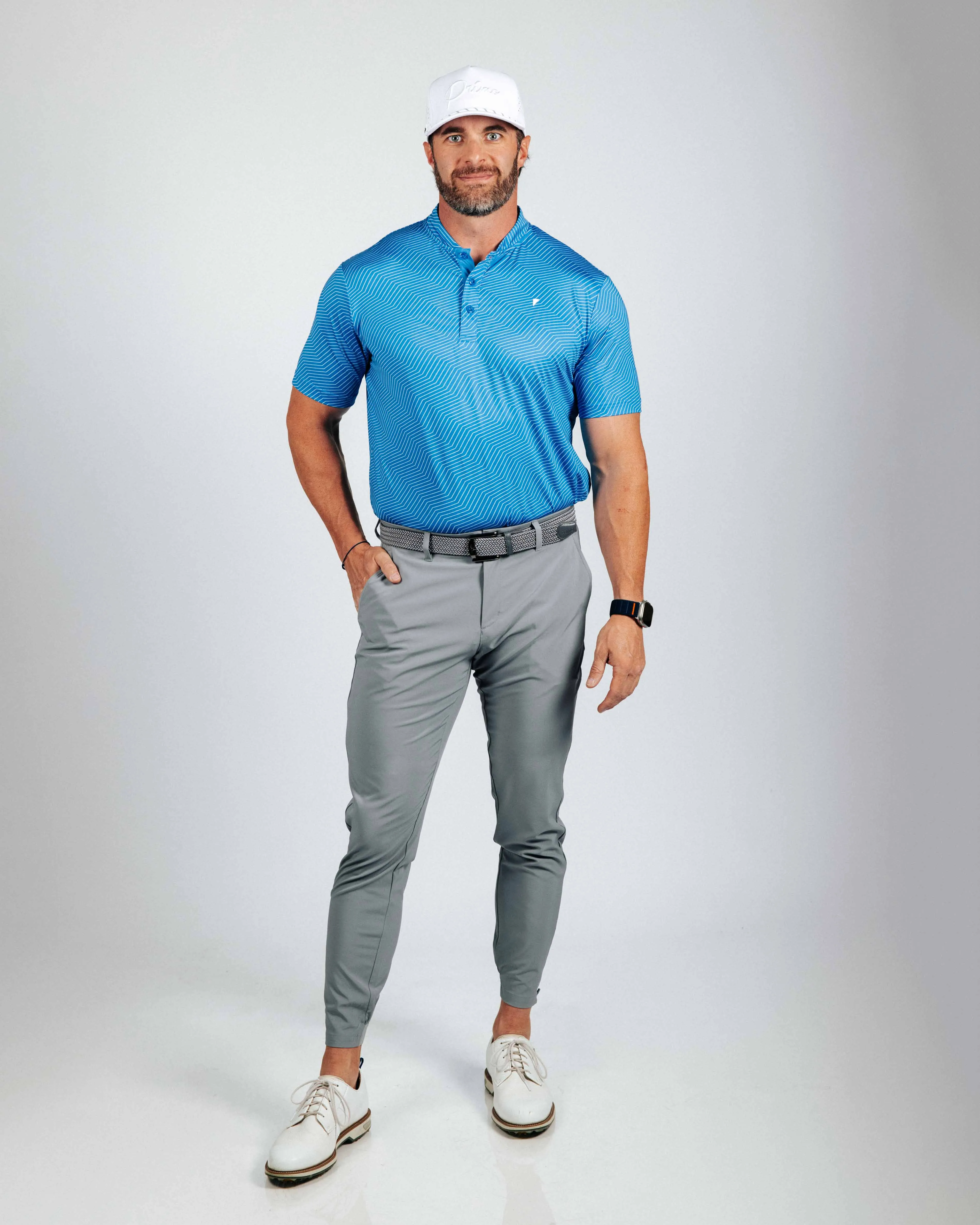 Blue Chevron Blade Polo,Men Top
