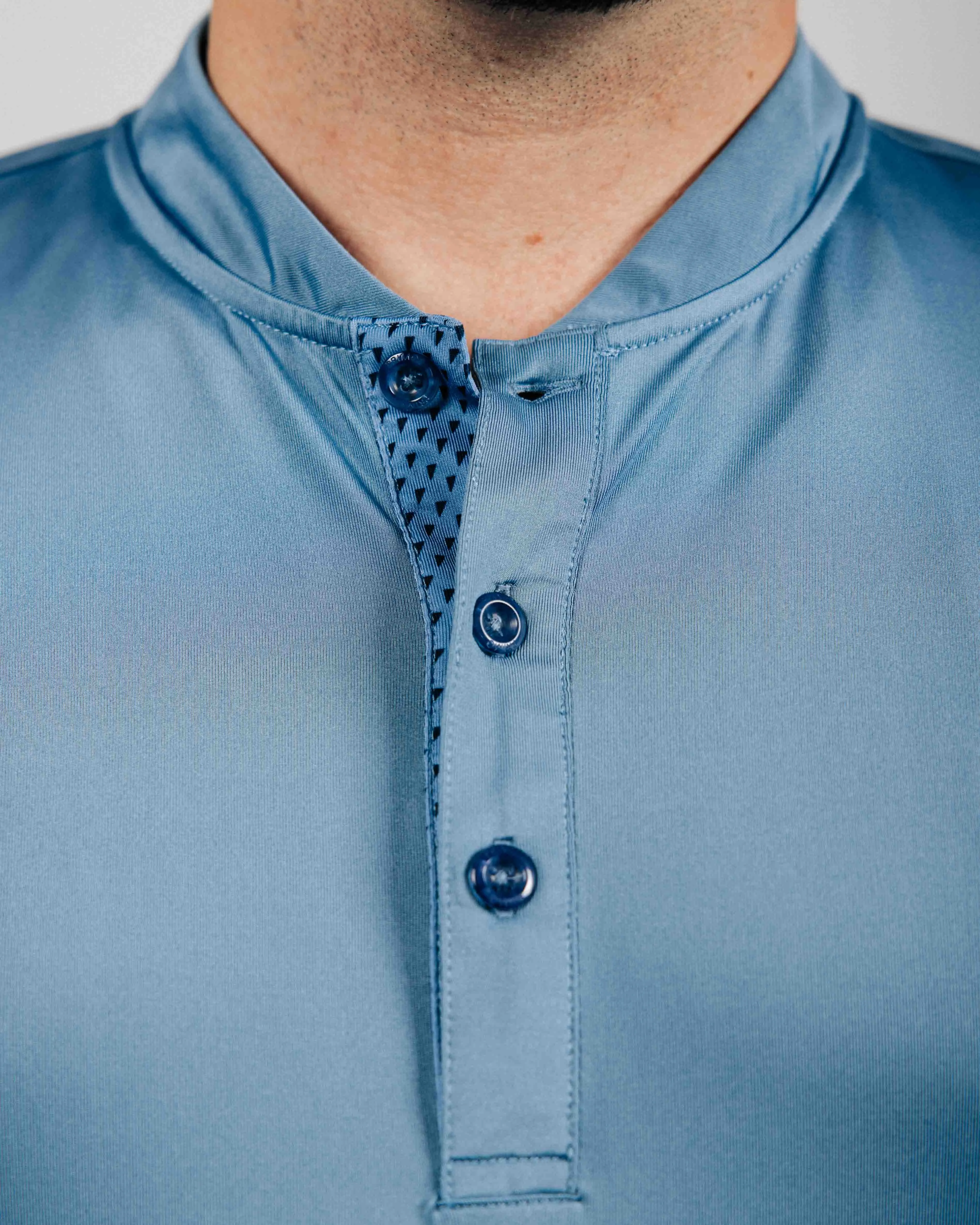 Blue Shadow Long Sleeve Blade Polo,Men Top