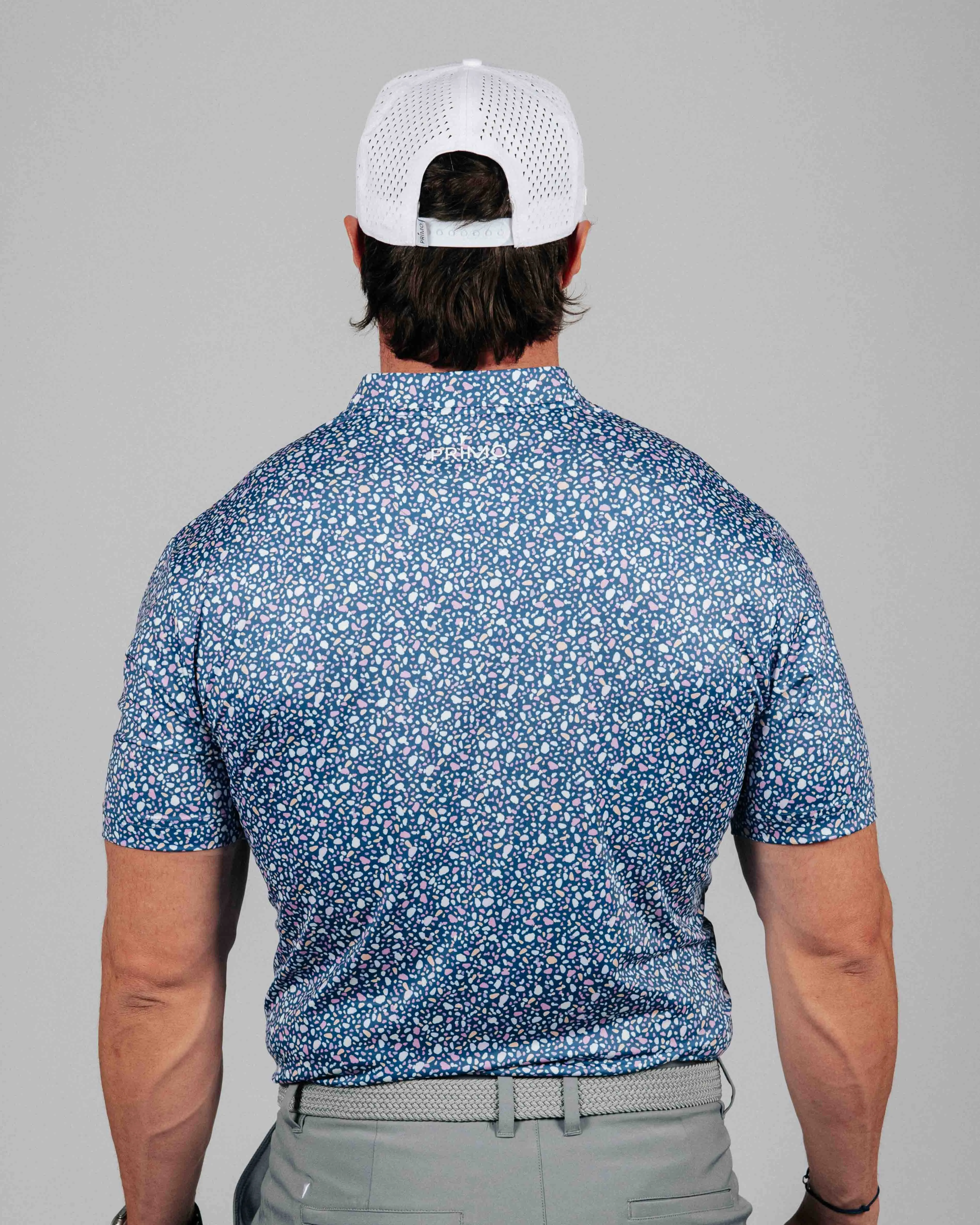 Blue Stained Glass Blade Collar Polo,Men Top
