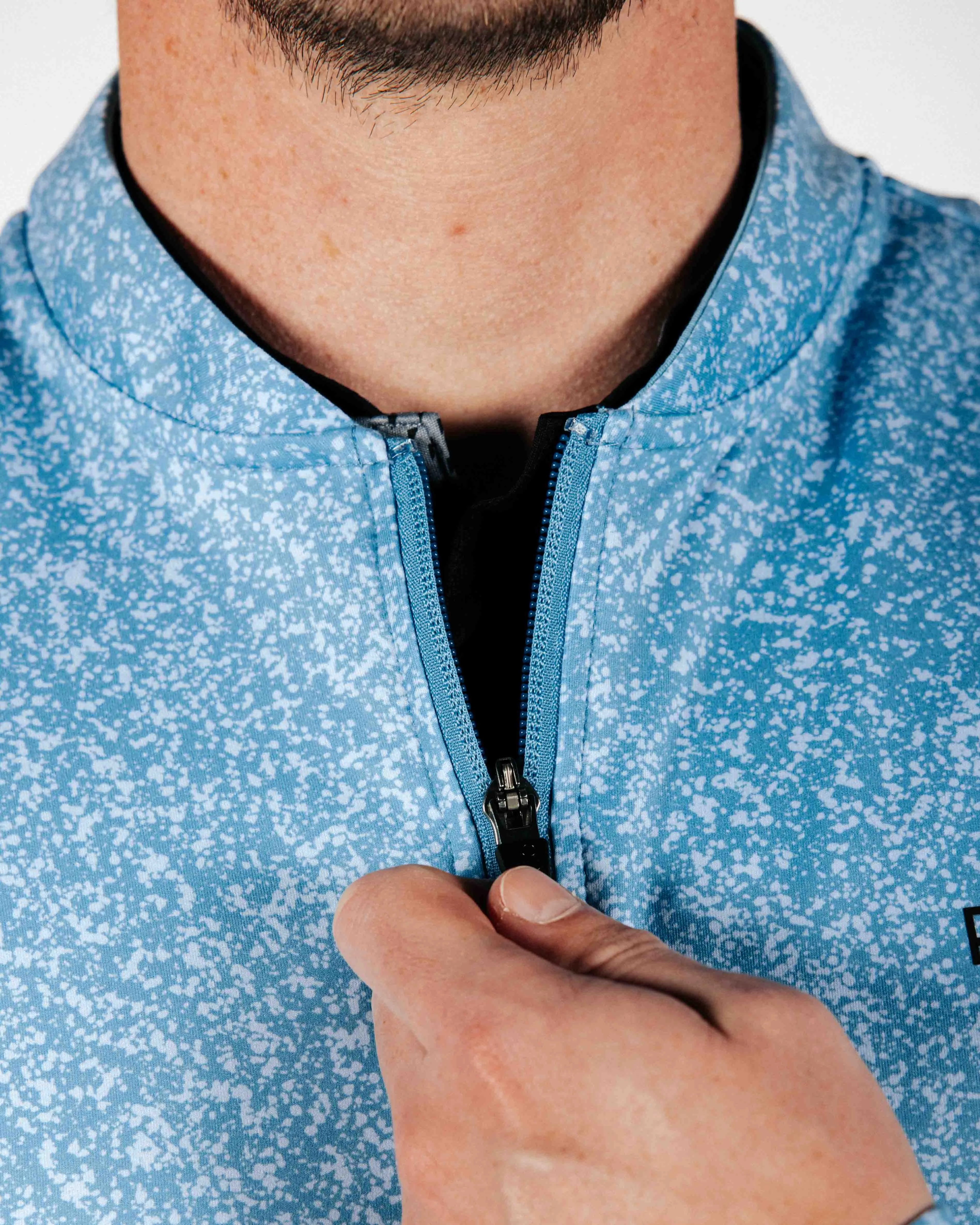 Blue Static Blade Quarter Zip,Men Top
