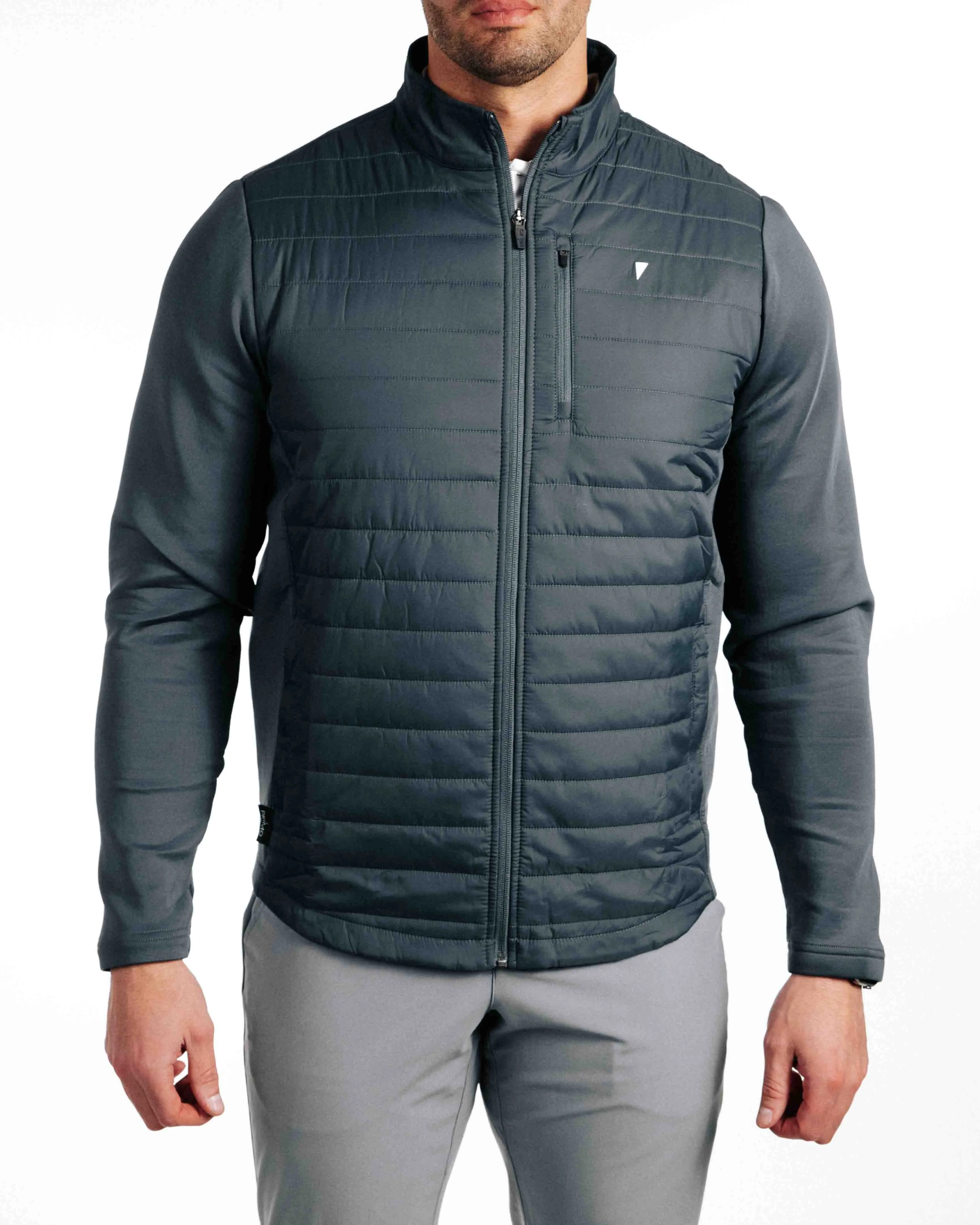 Dark Gray Hybrid Jacket,Men Top
