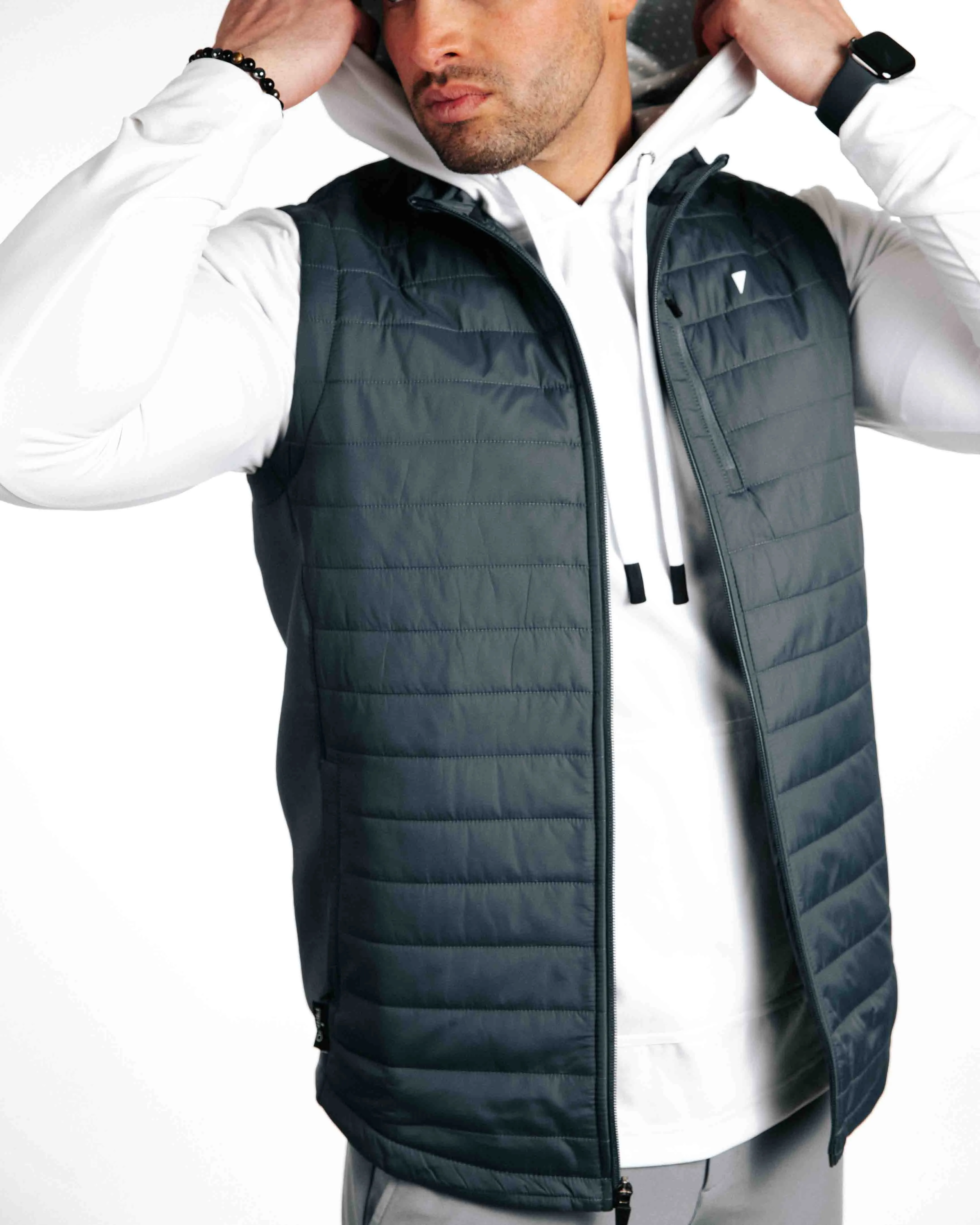 Dark Gray Puff Vest,Men Top
