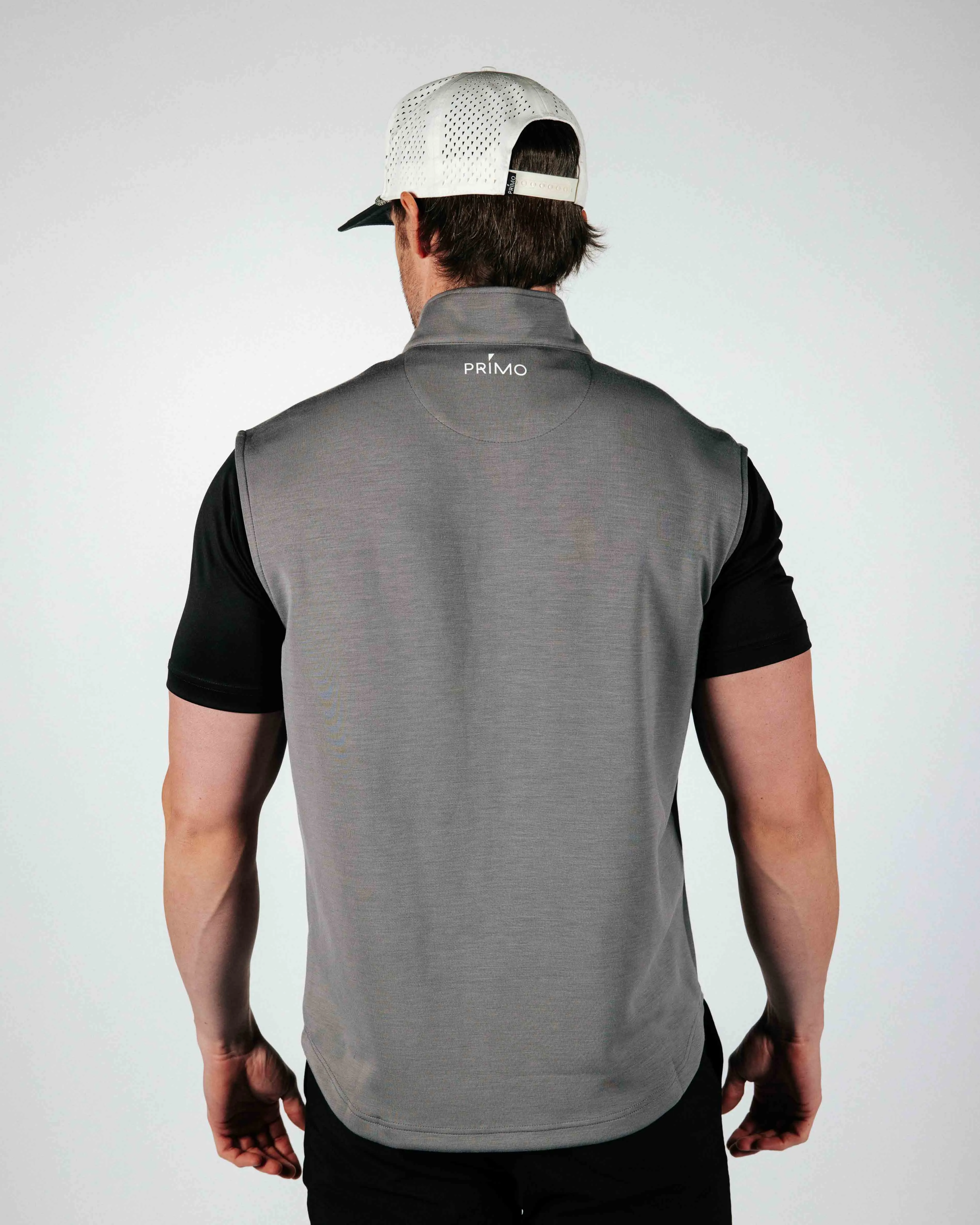 Dark Gray Quarter Zip Vest,Men Top