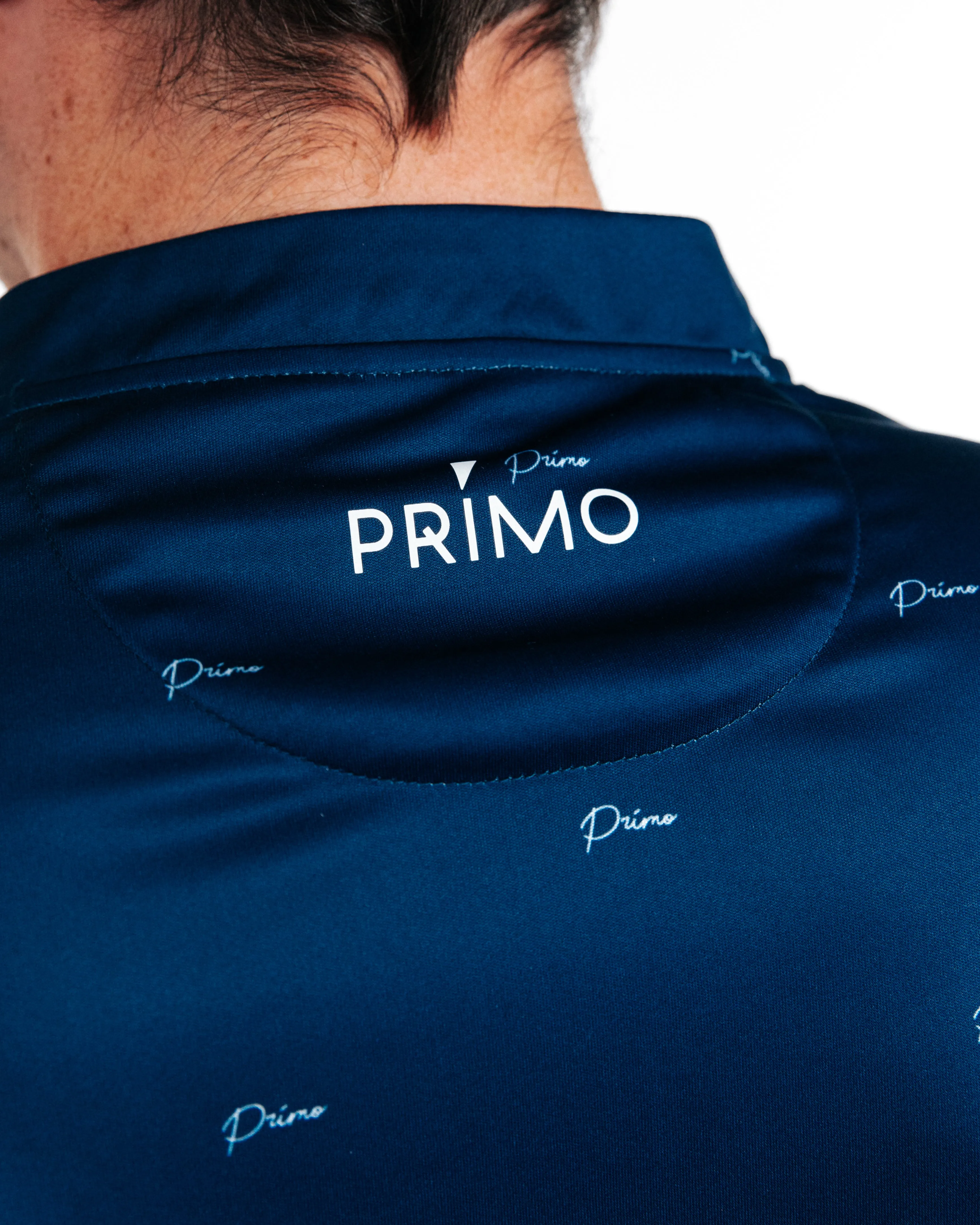 Deep Blue Cursive Repeat Blade Polo,Men Top