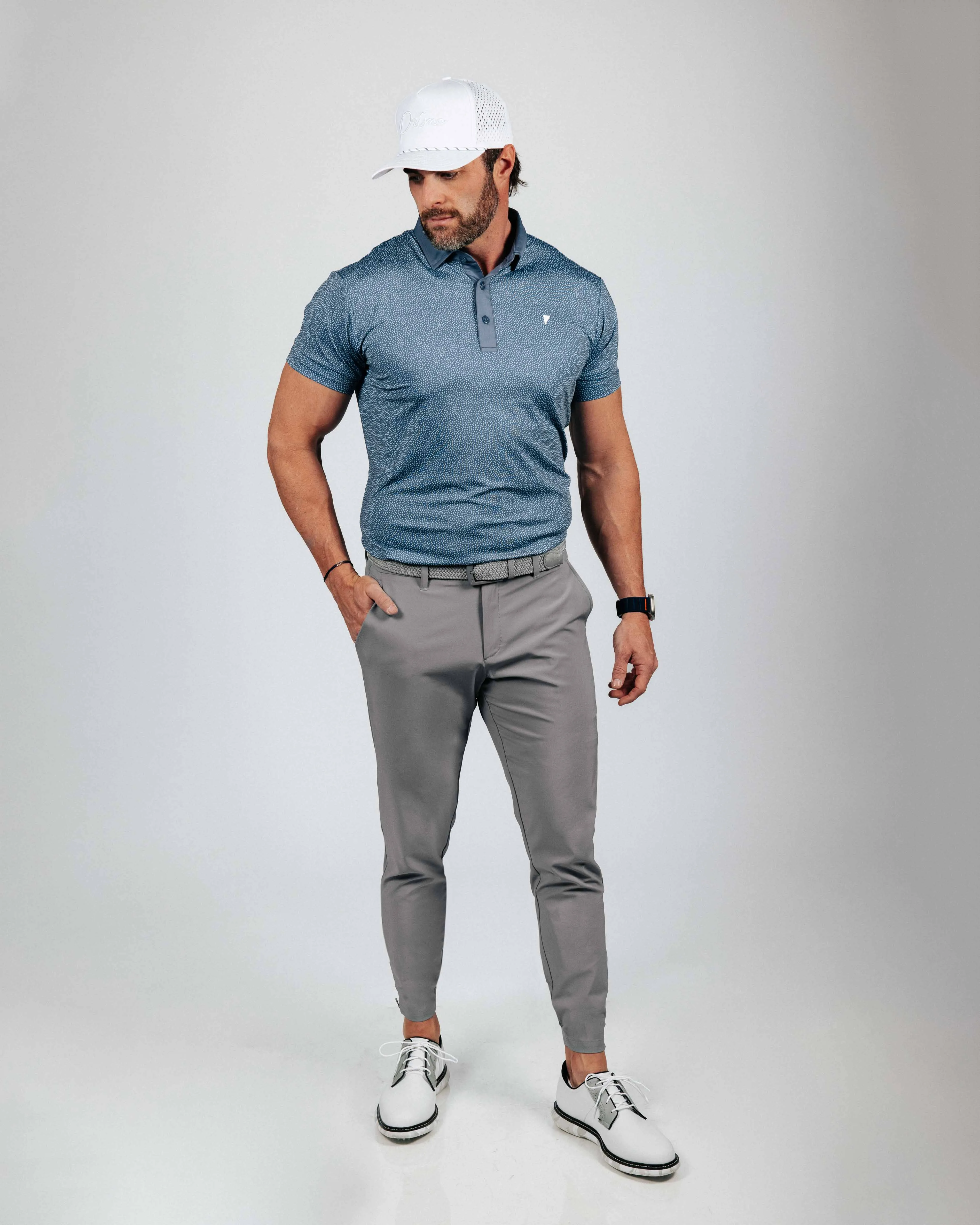 Dusty Blue Pebble Classic Polo,Men Top