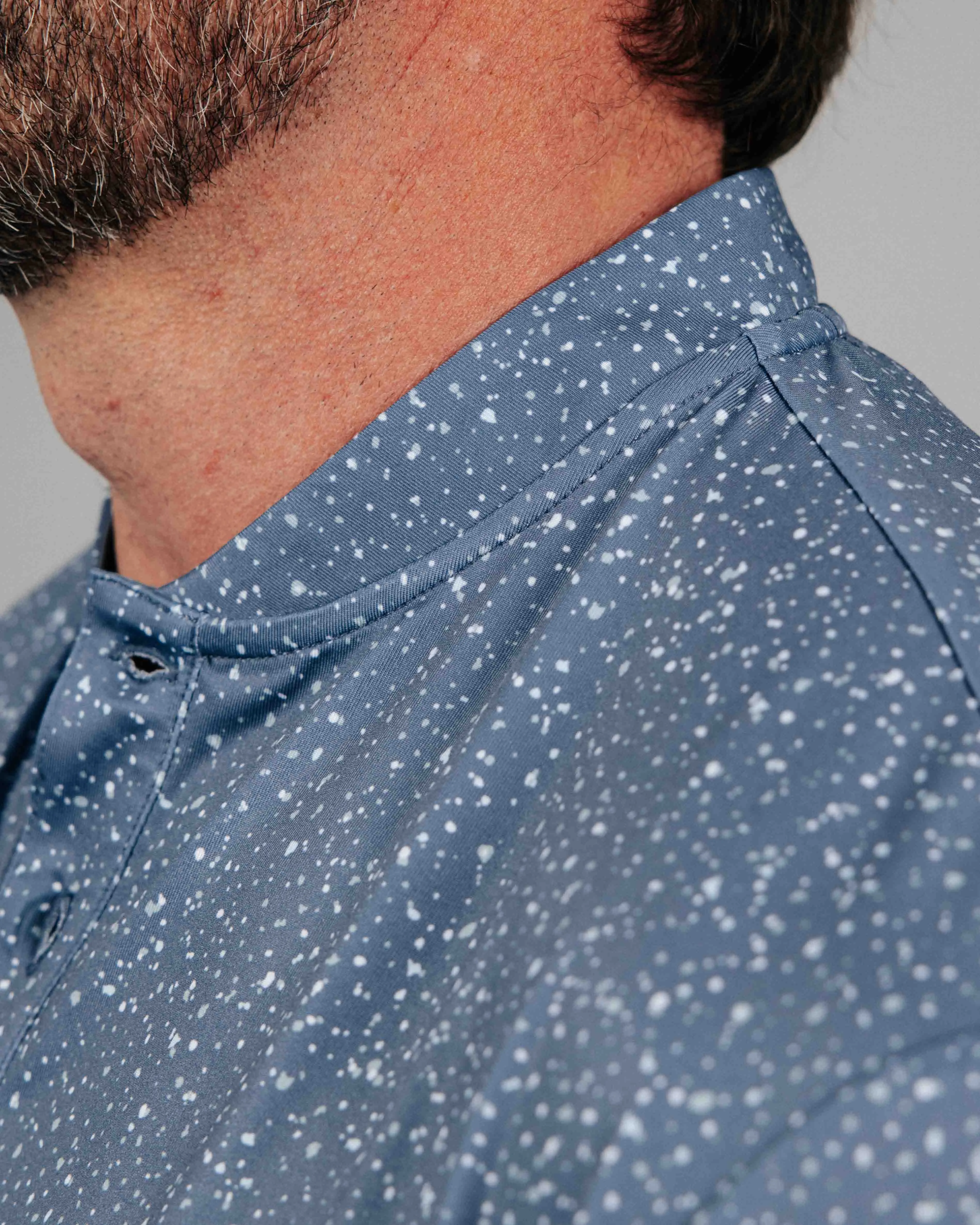 Dusty Blue Speckle Blade Polo,Men Top