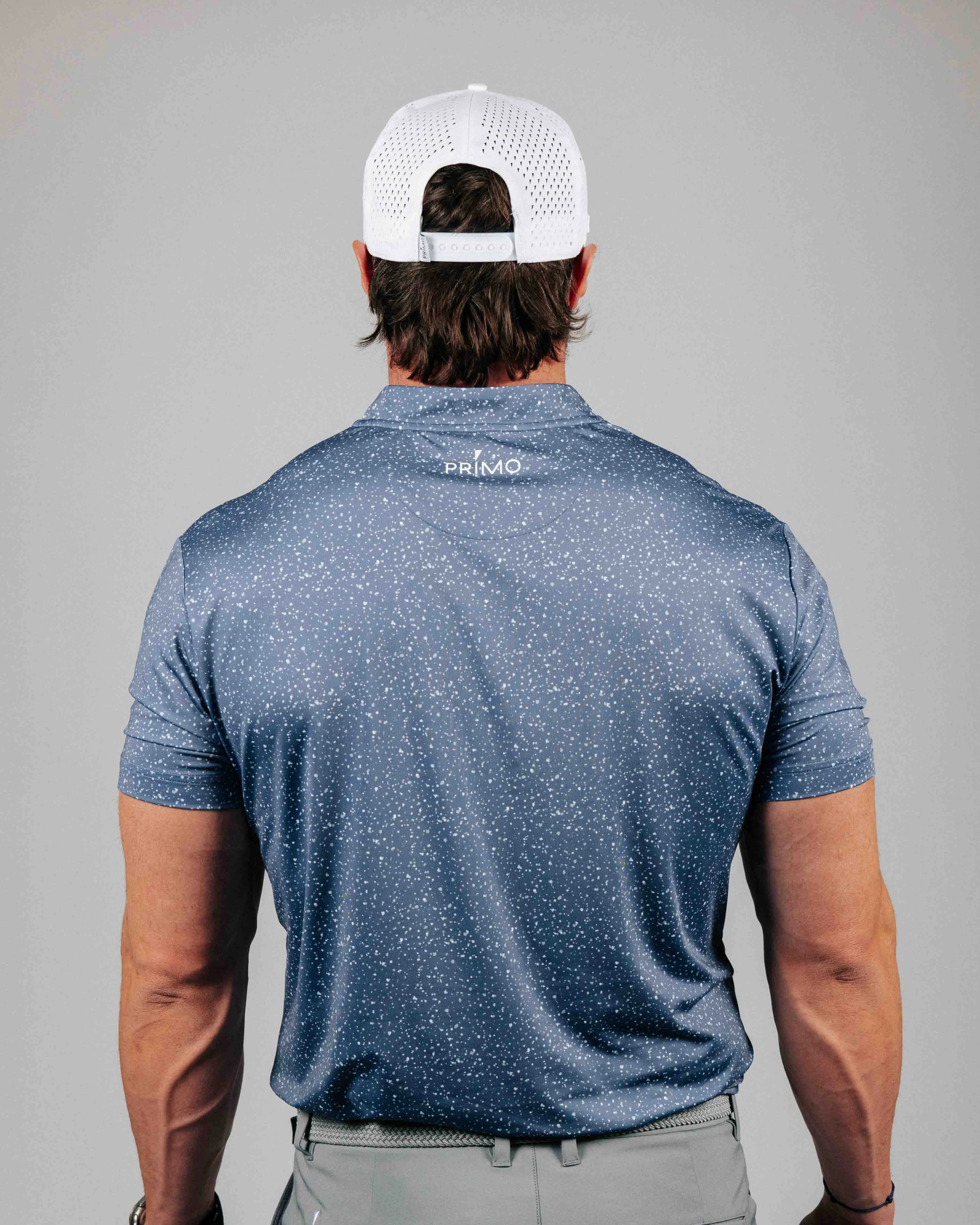 Dusty Blue Speckle Blade Polo,Men Top
