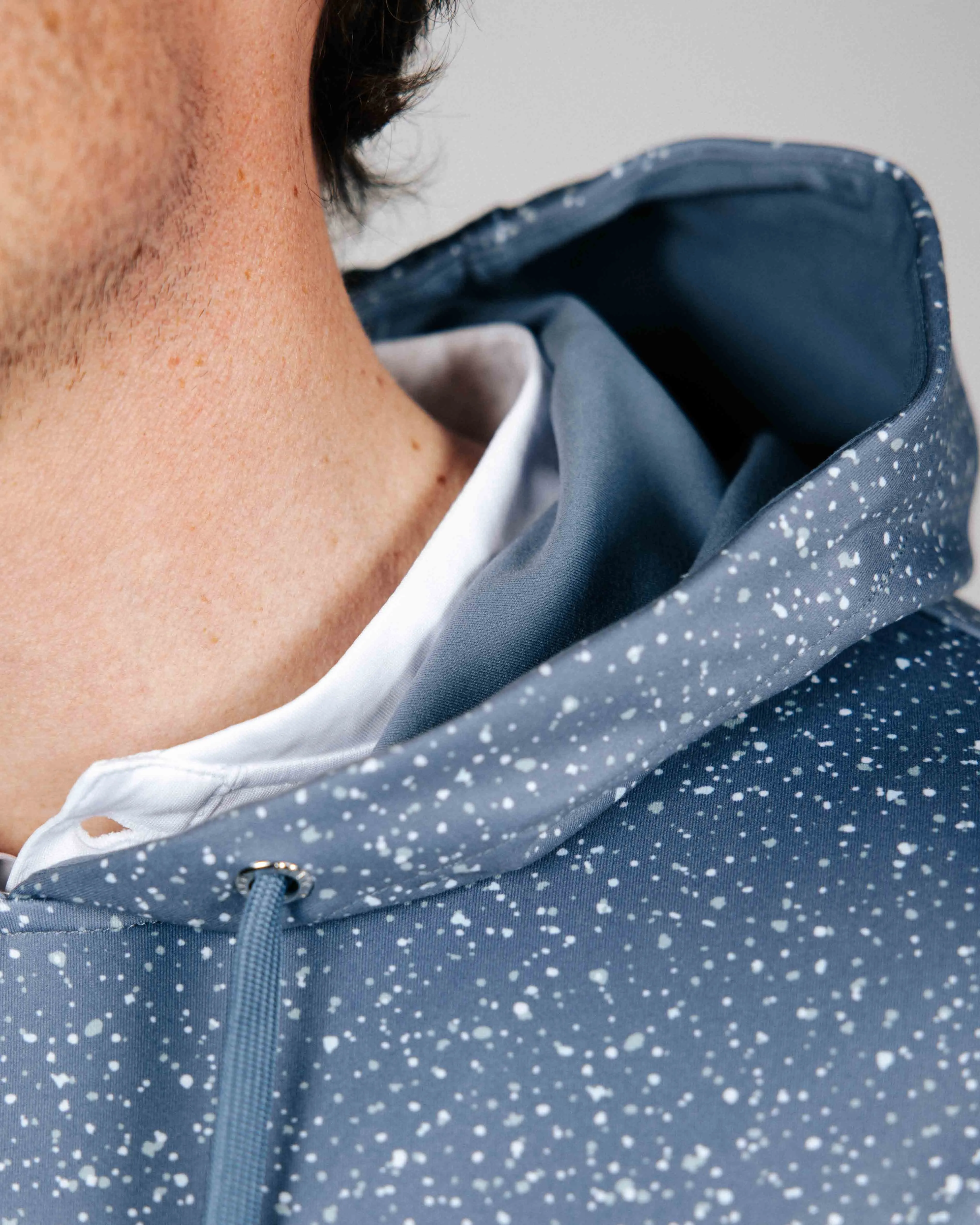 Dusty Blue Speckle Golf Hoodie,Men Top