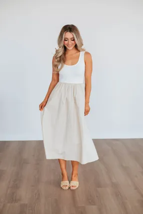 Enrica Contrast Dress - Taupe Mix