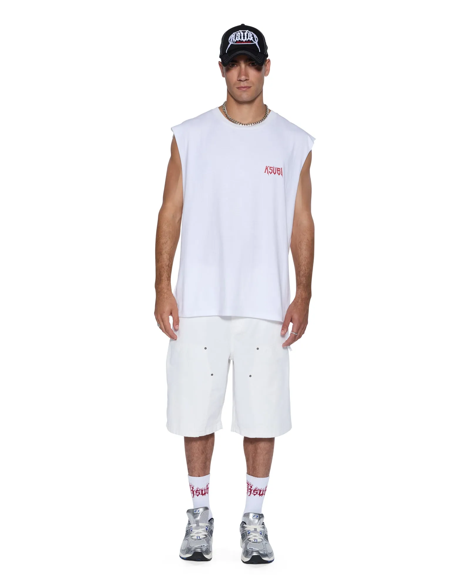 KINGDOM CUT OFF BIGGIE TEE WHITE