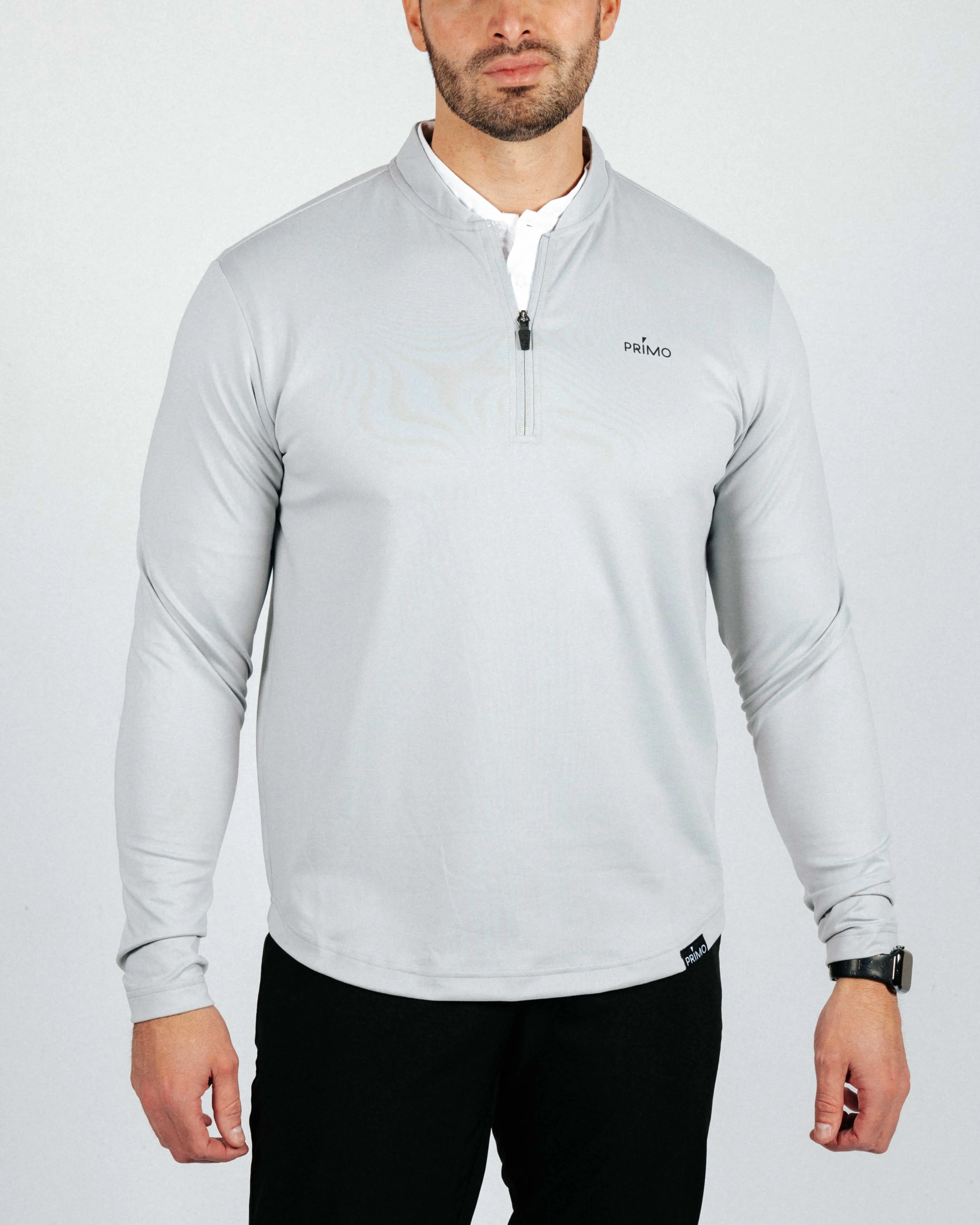 Light Gray Blade Quarter Zip,Men Top