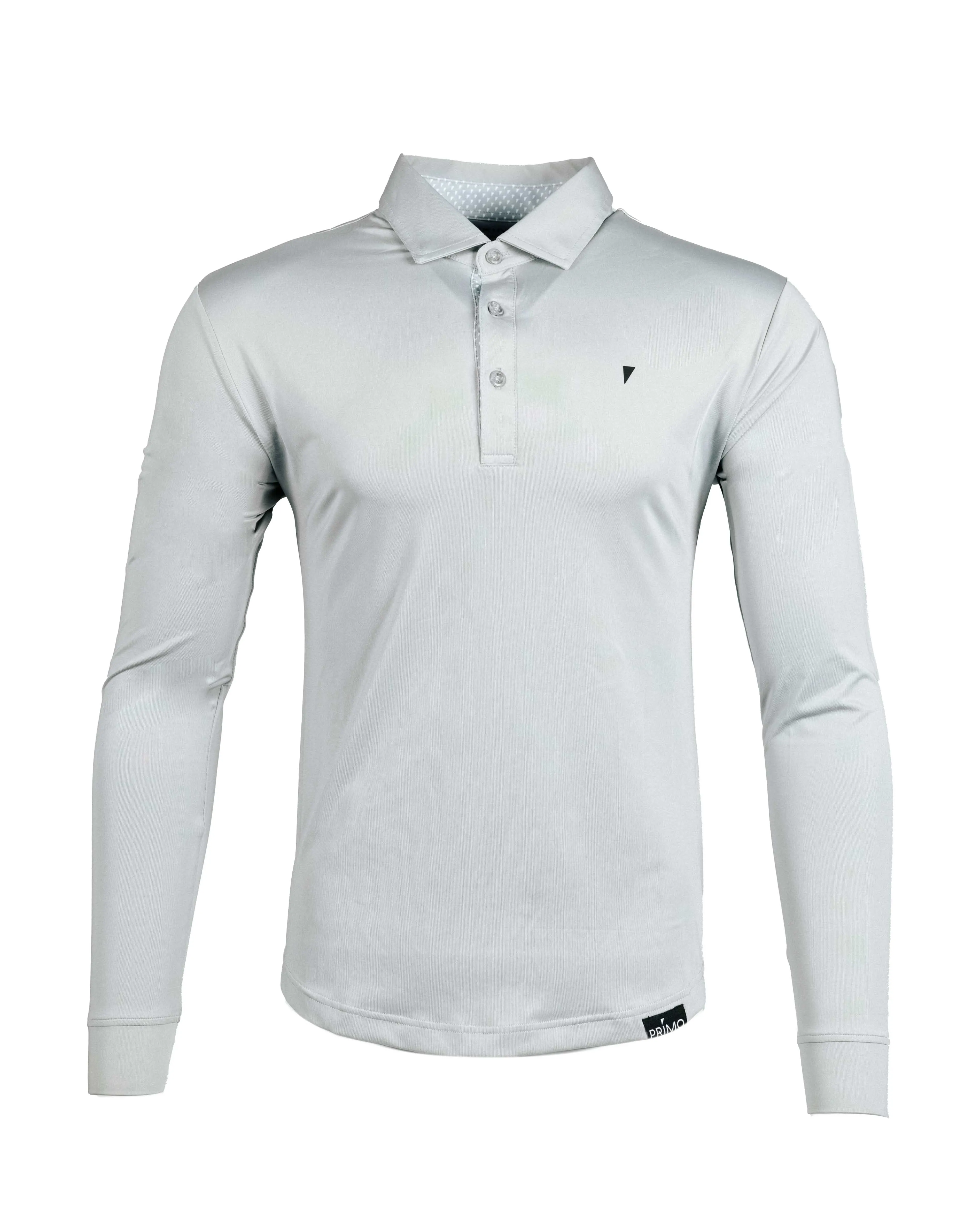 Light Gray Long Sleeve Classic Polo,Men Top