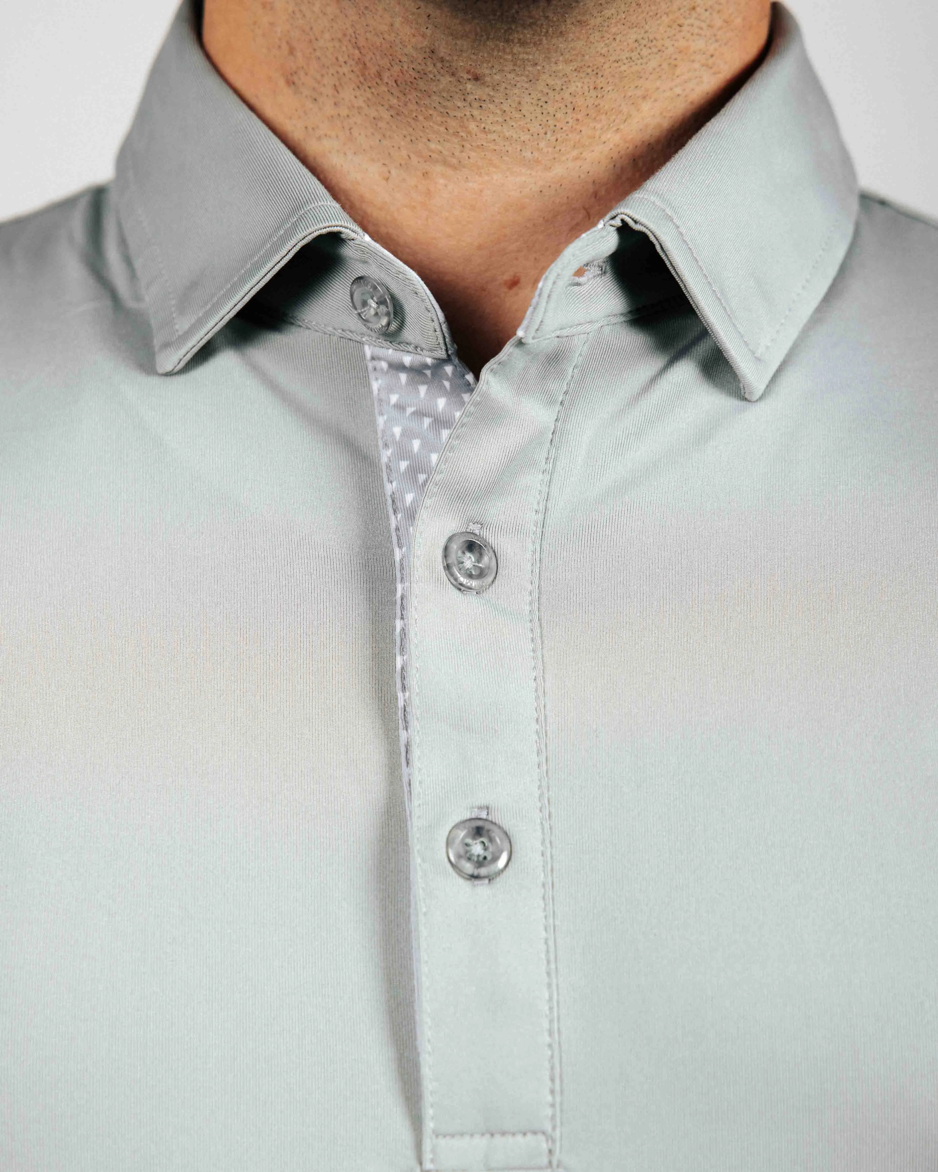 Light Gray Long Sleeve Classic Polo,Men Top