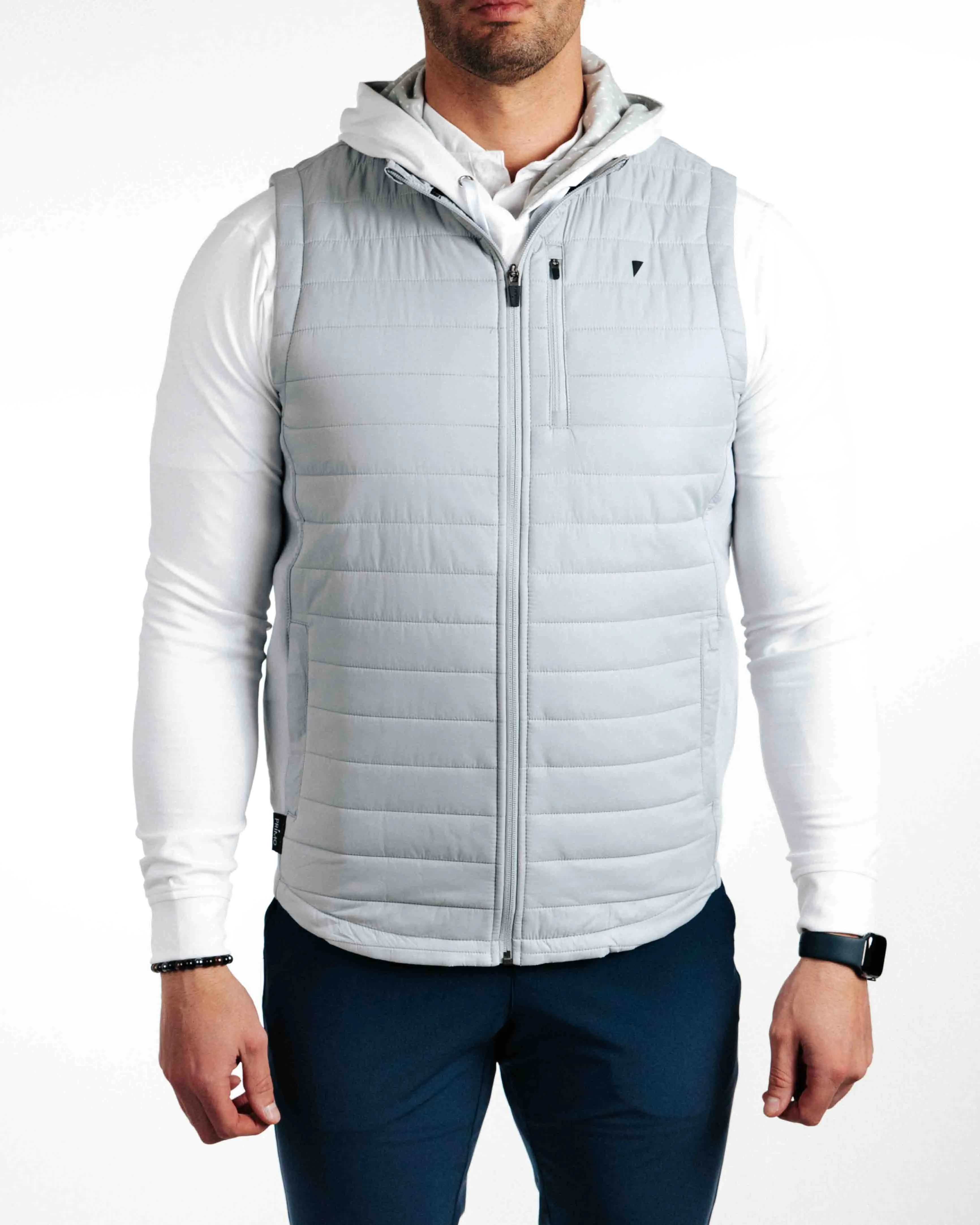 Light Gray Puff Vest,Men Top