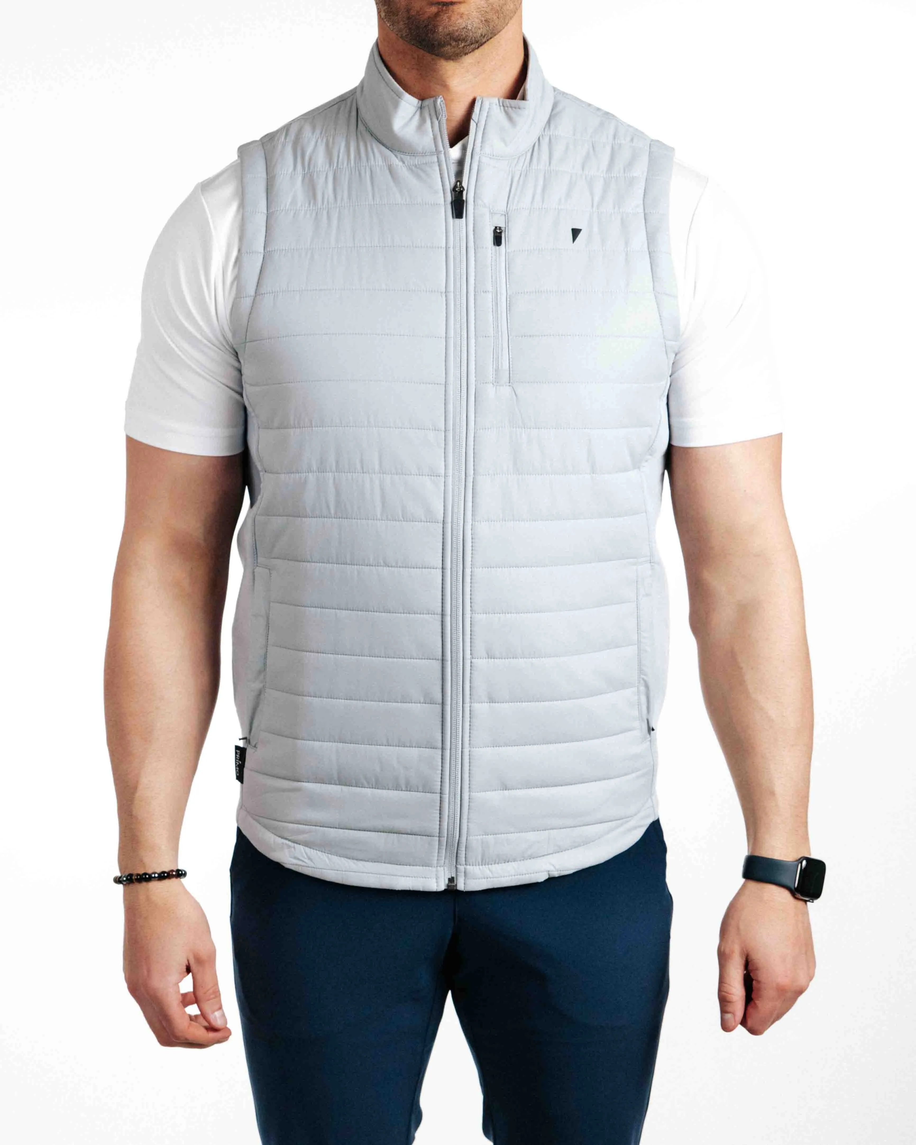Light Gray Puff Vest,Men Top