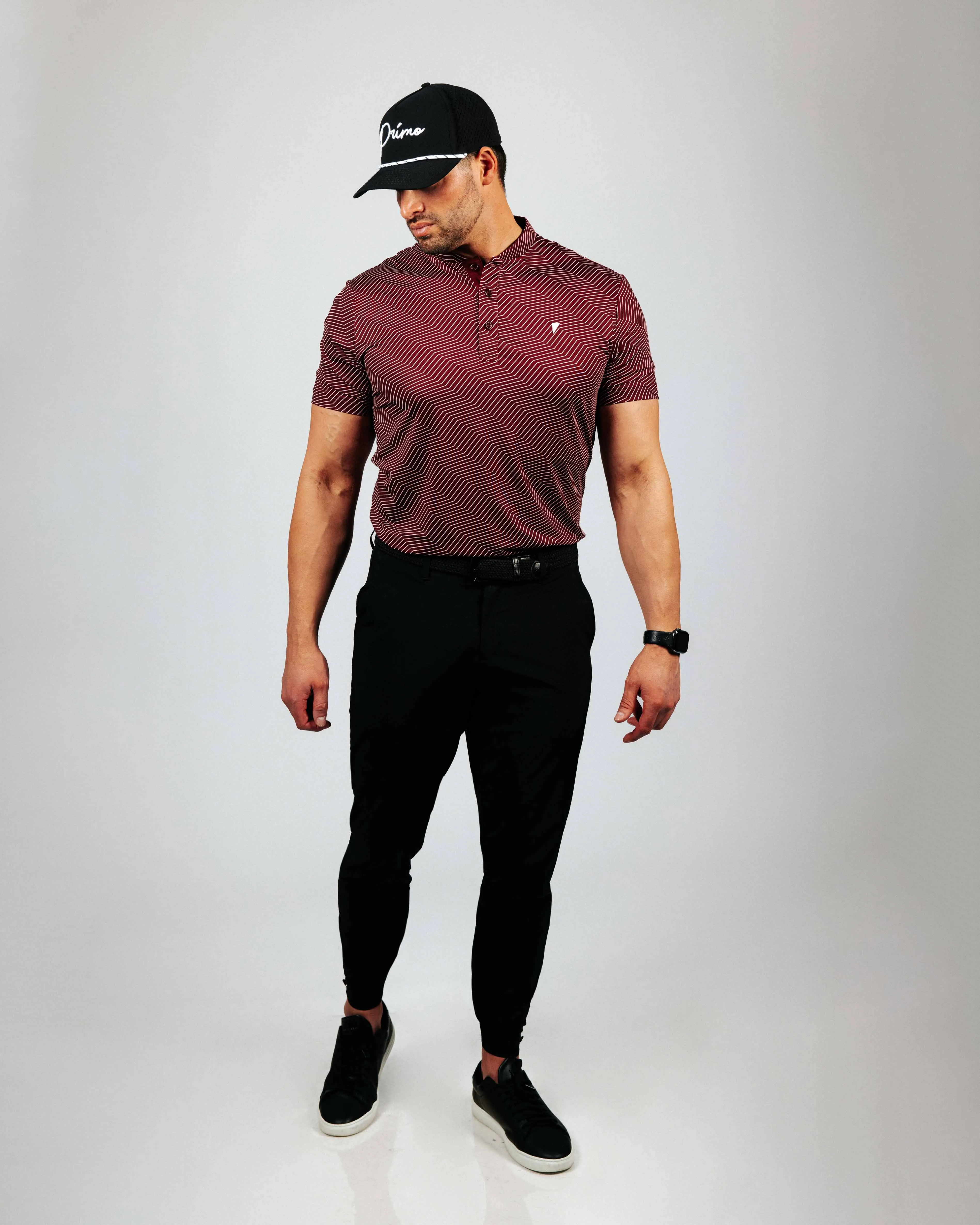 Maroon Chevron Blade Polo,Men Top