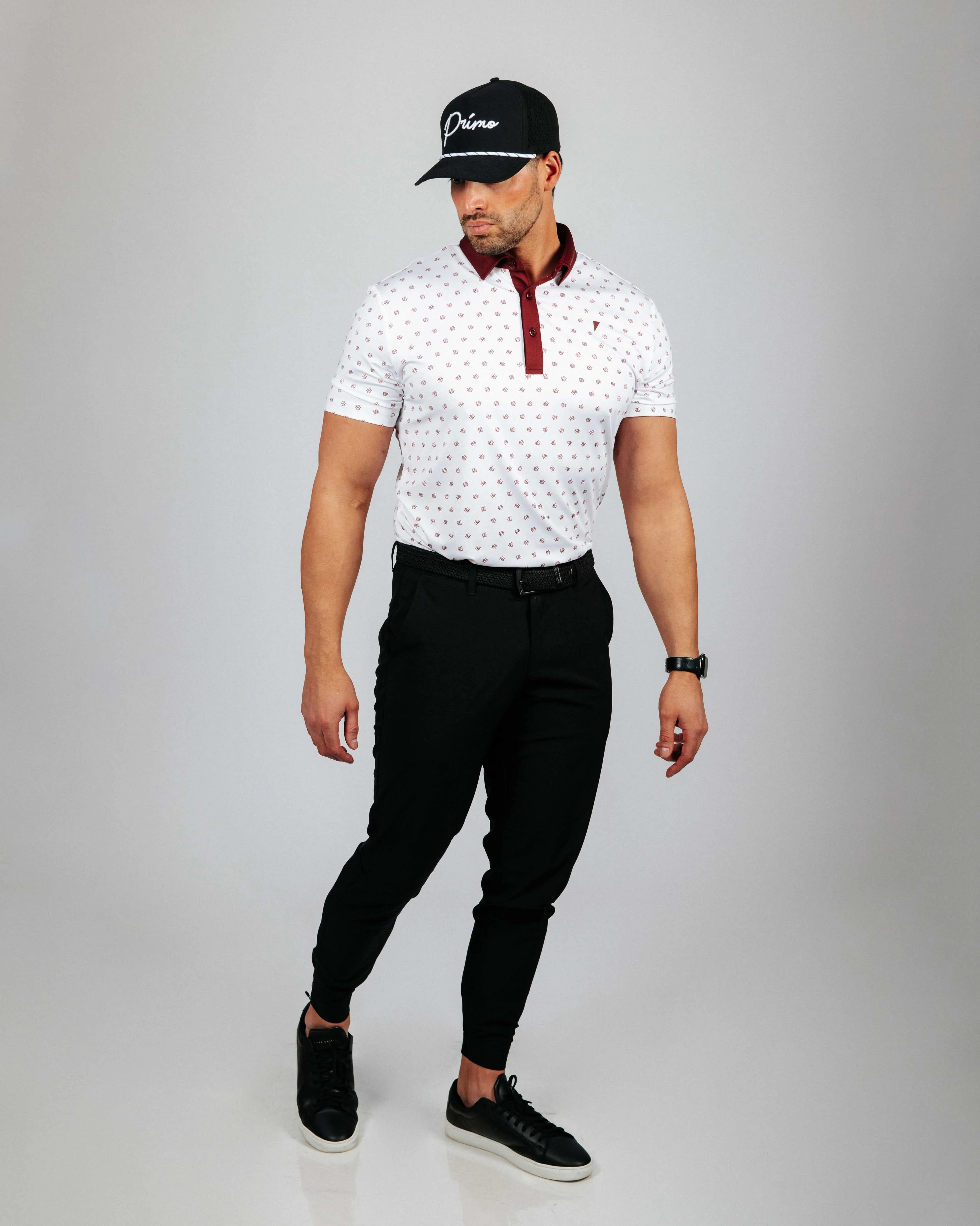 Maroon Daisy Classic Polo,Men Top