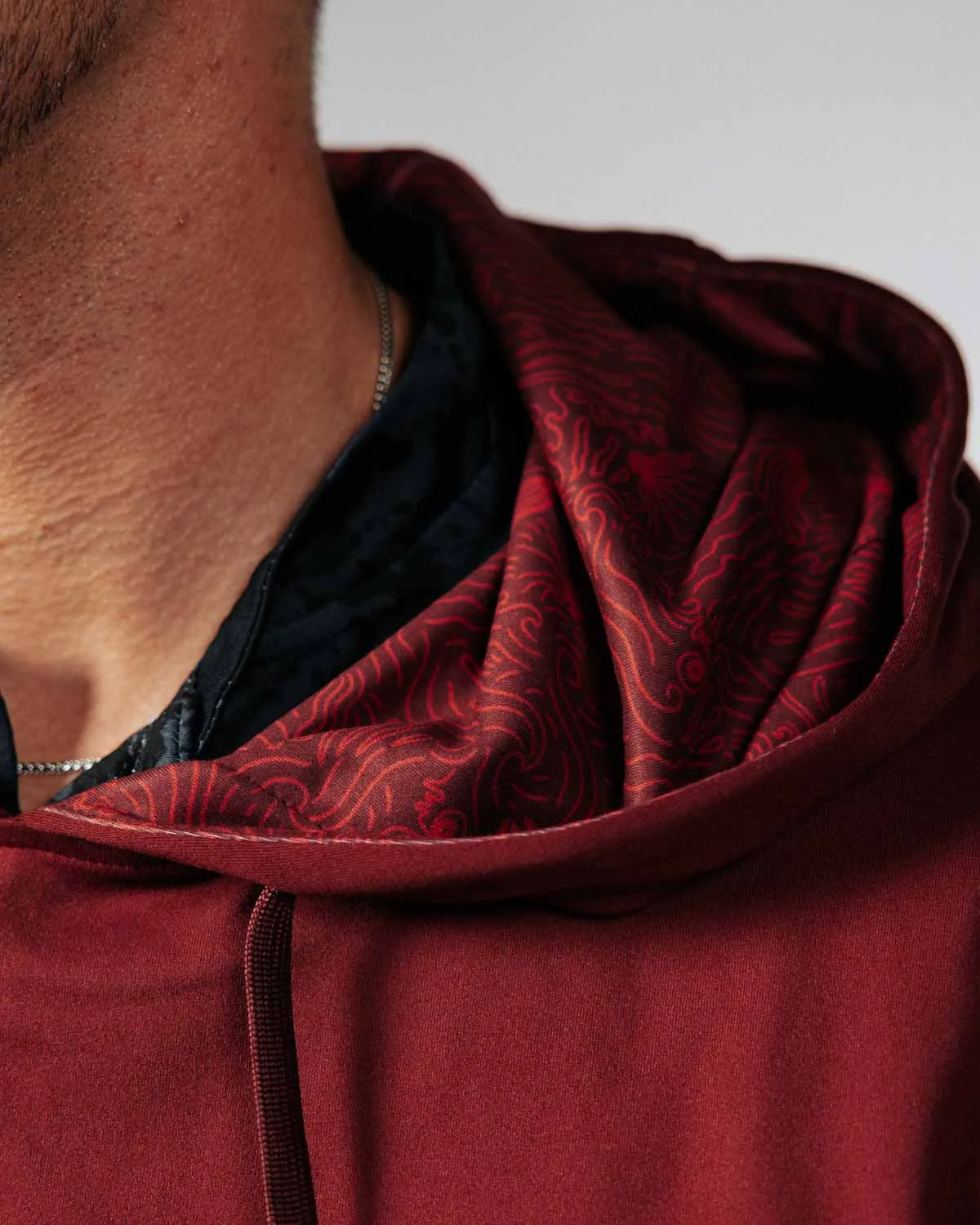 Maroon Ocean Spray Golf Hoodie,Men Top
