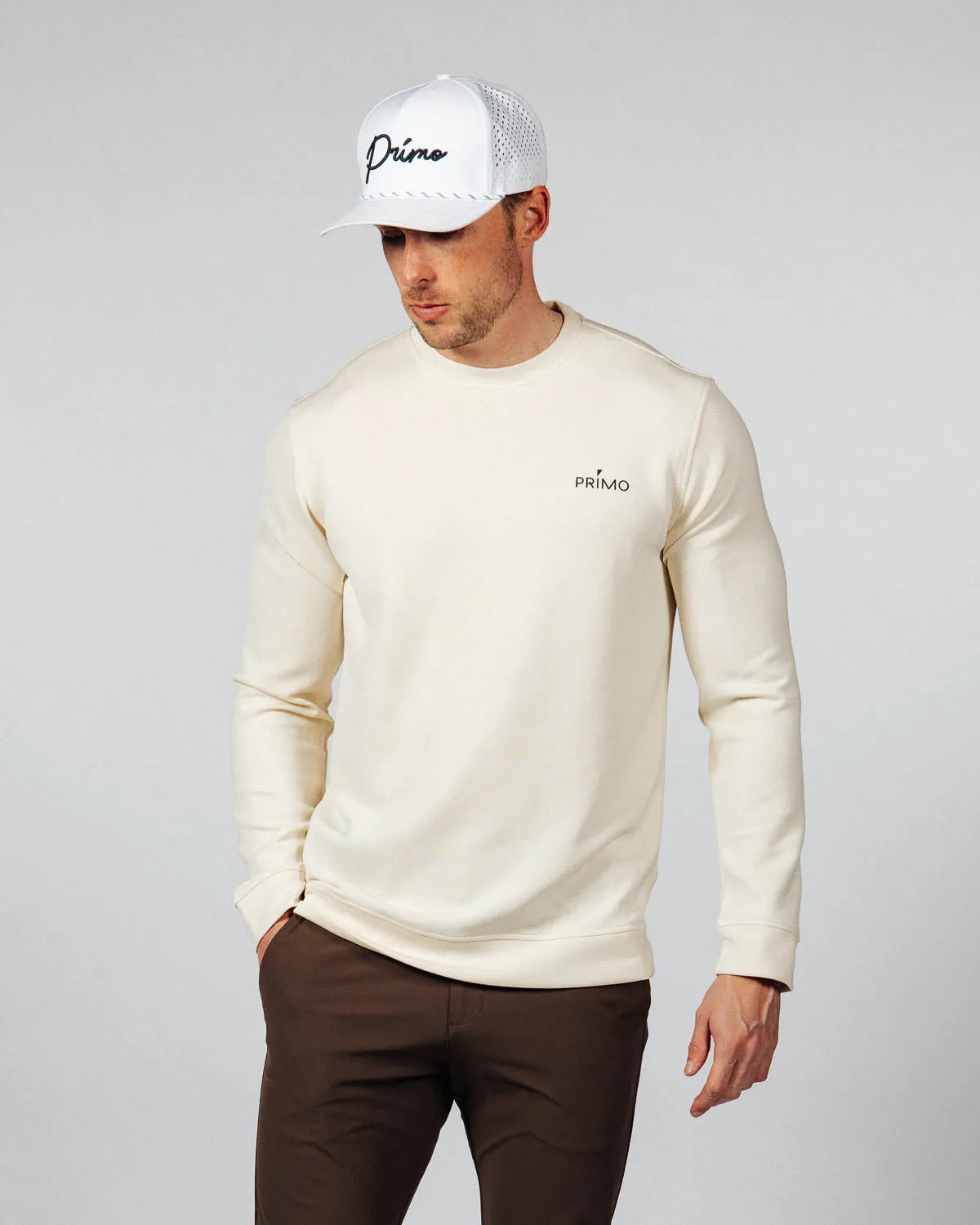 Men's Light Khaki Golf Crew Neck,Men Top