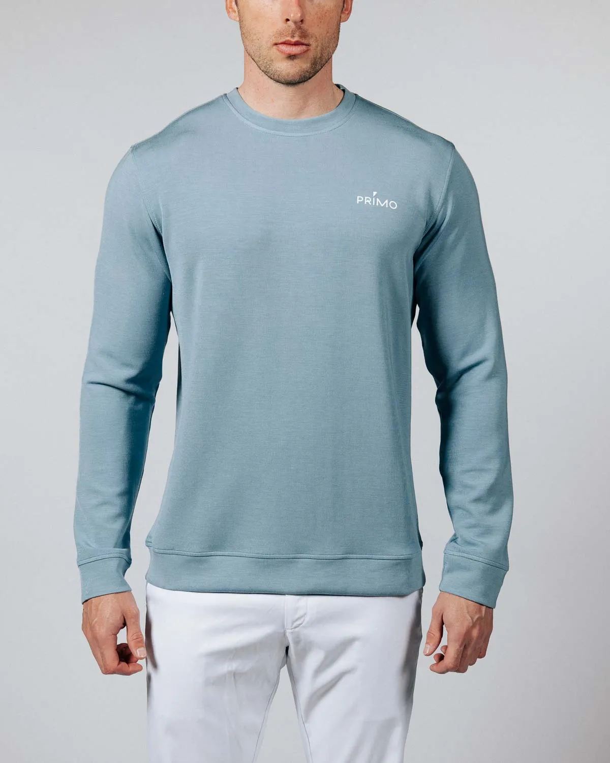Men's Stone Blue Golf Crew Neck,Men Top