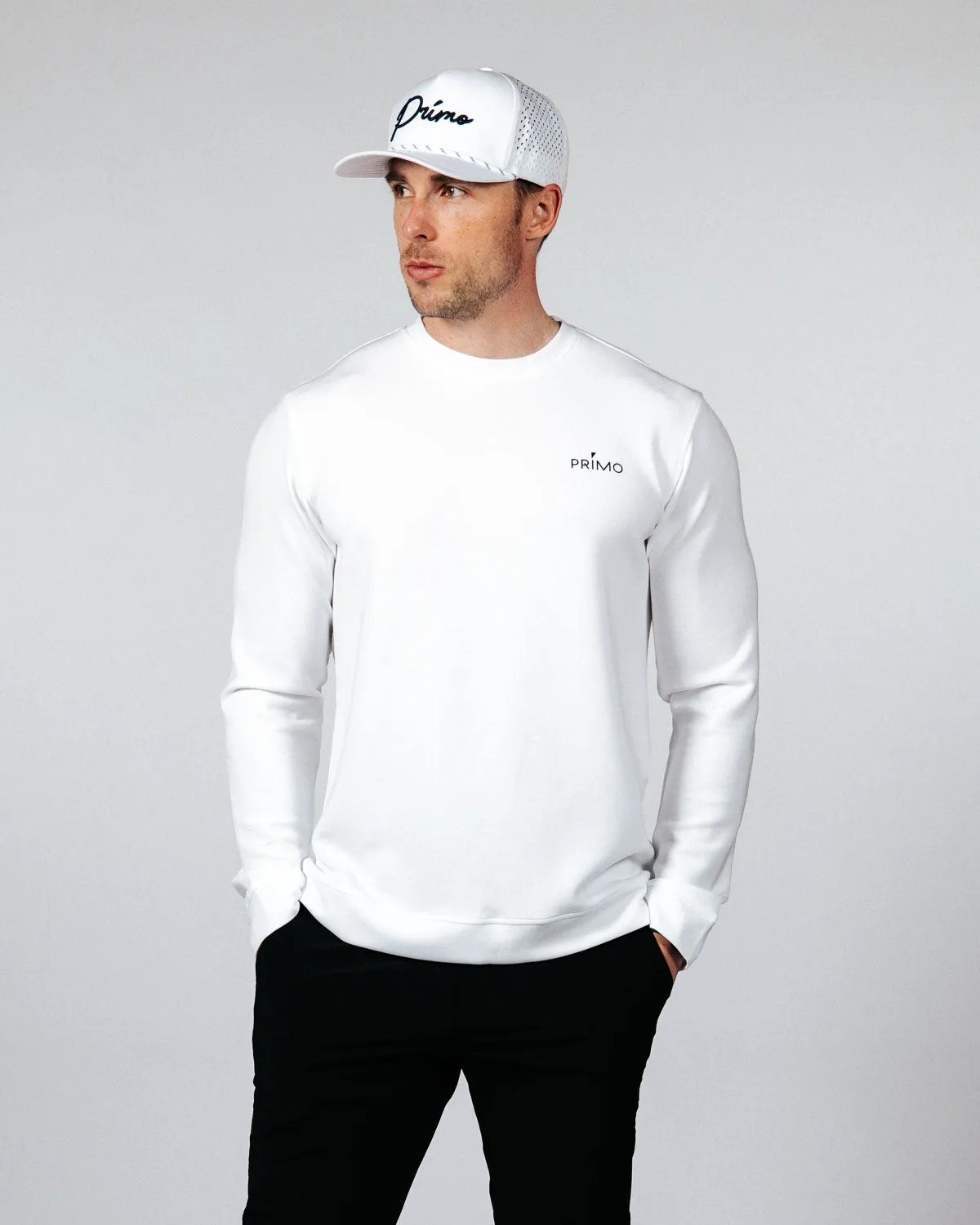 Men's White Golf Crew Neck,Men Top