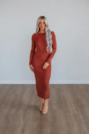 Morgana Sweater Dress - Brick