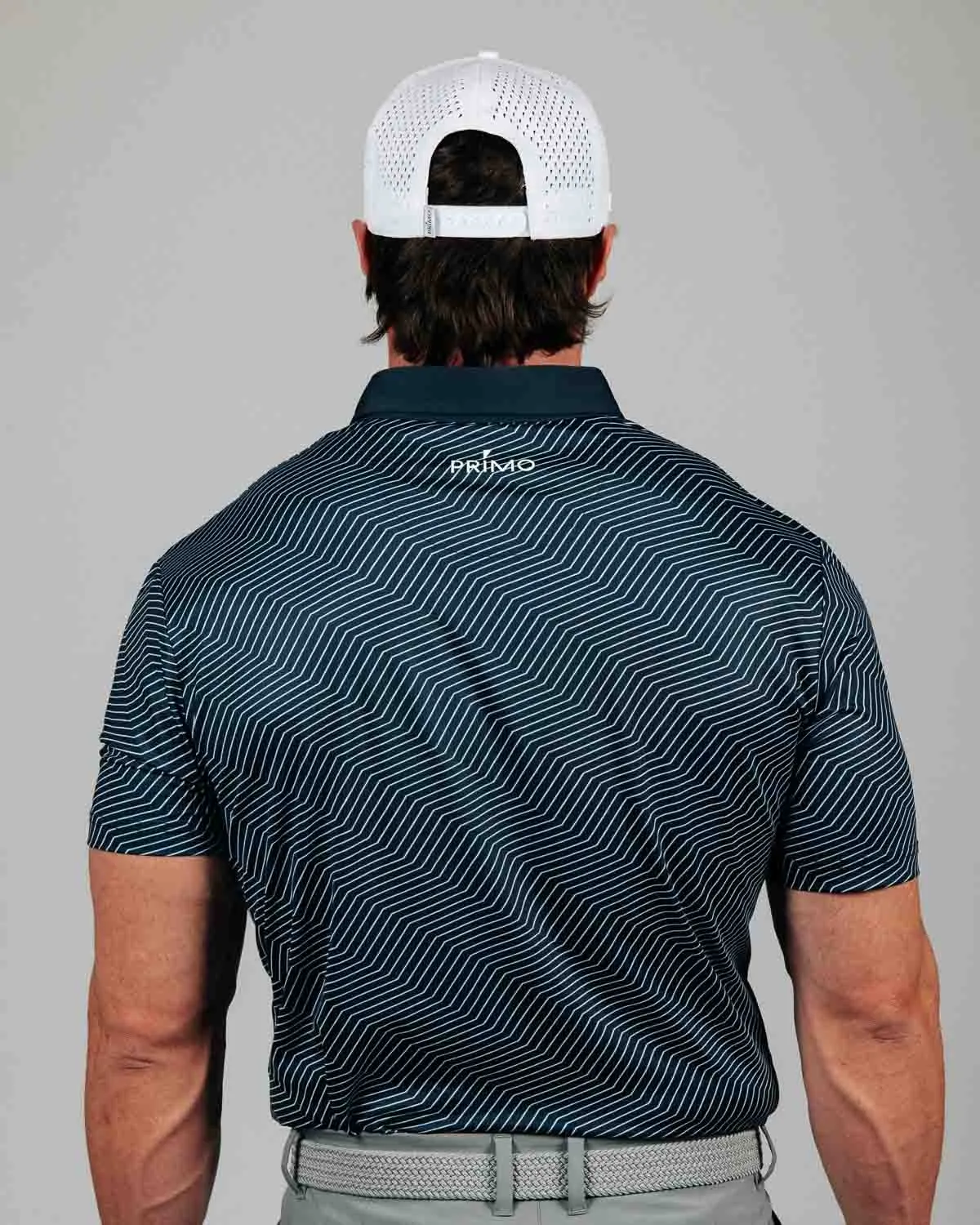 Navy Chevron Classic Polo,Men Top