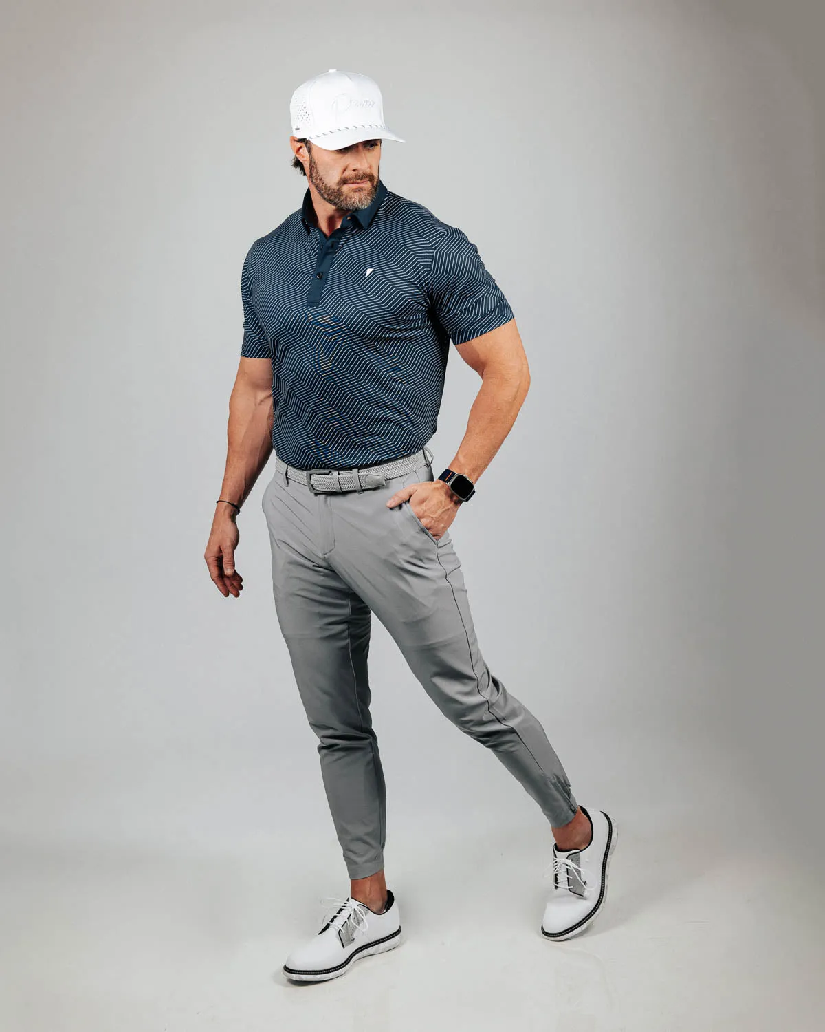 Navy Chevron Classic Polo,Men Top