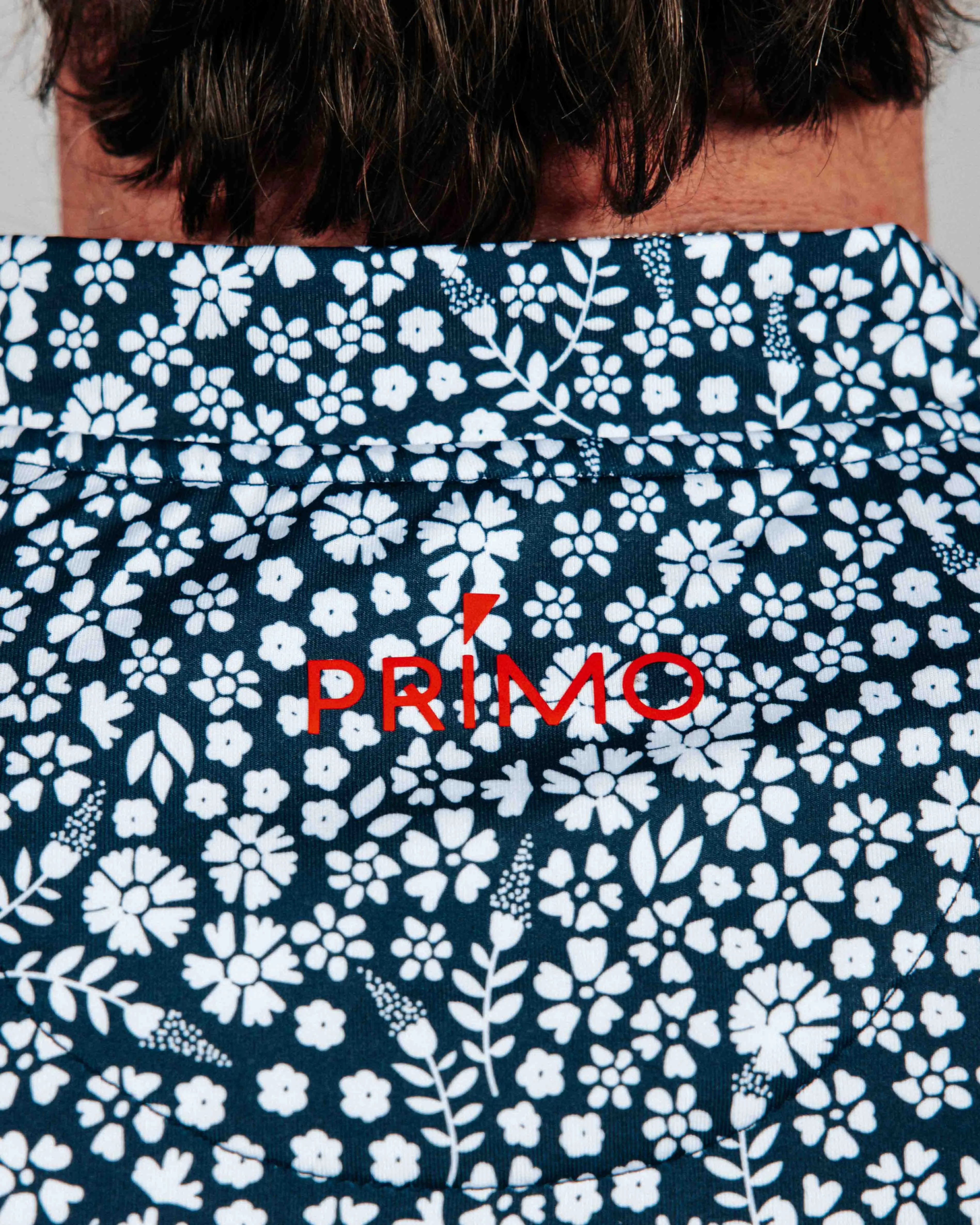 Navy Microfloral Blade Collar Polo,Men Top