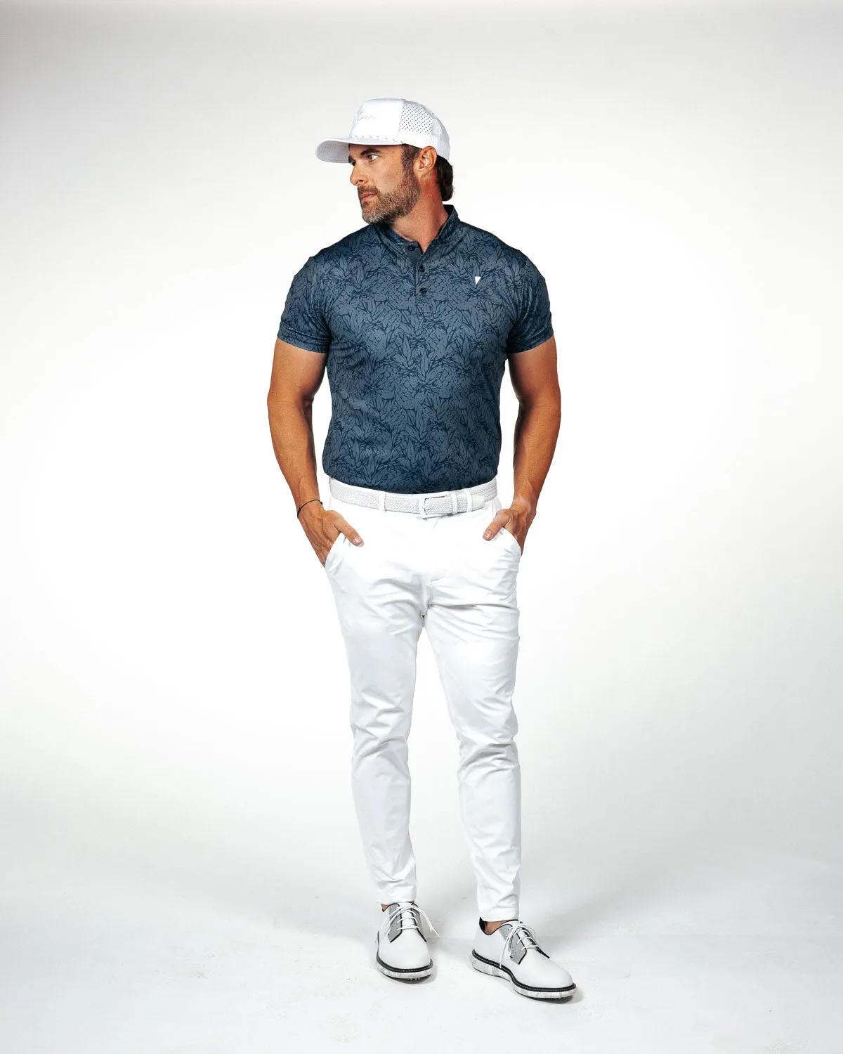 Navy Pineapple Blade Polo,Men Top
