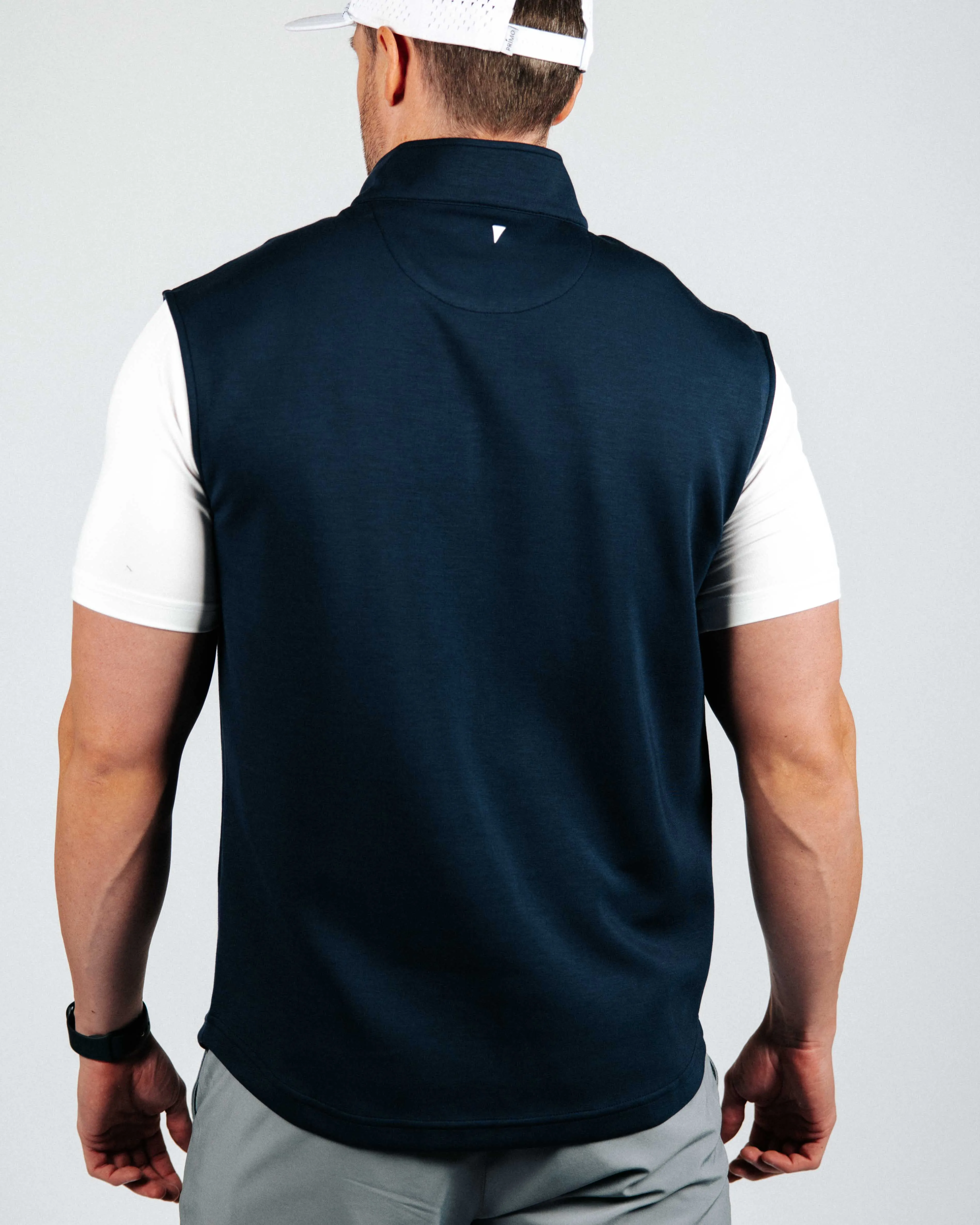 Navy Quarter Zip Vest,Men Top