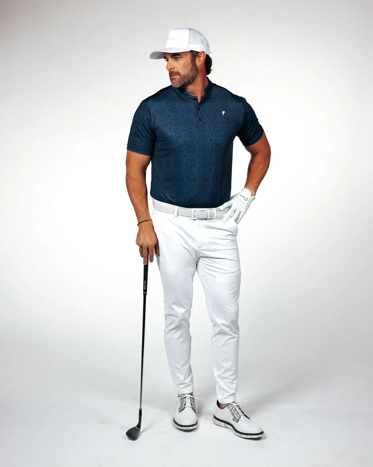 Navy Swirl Blade Polo,Men Top