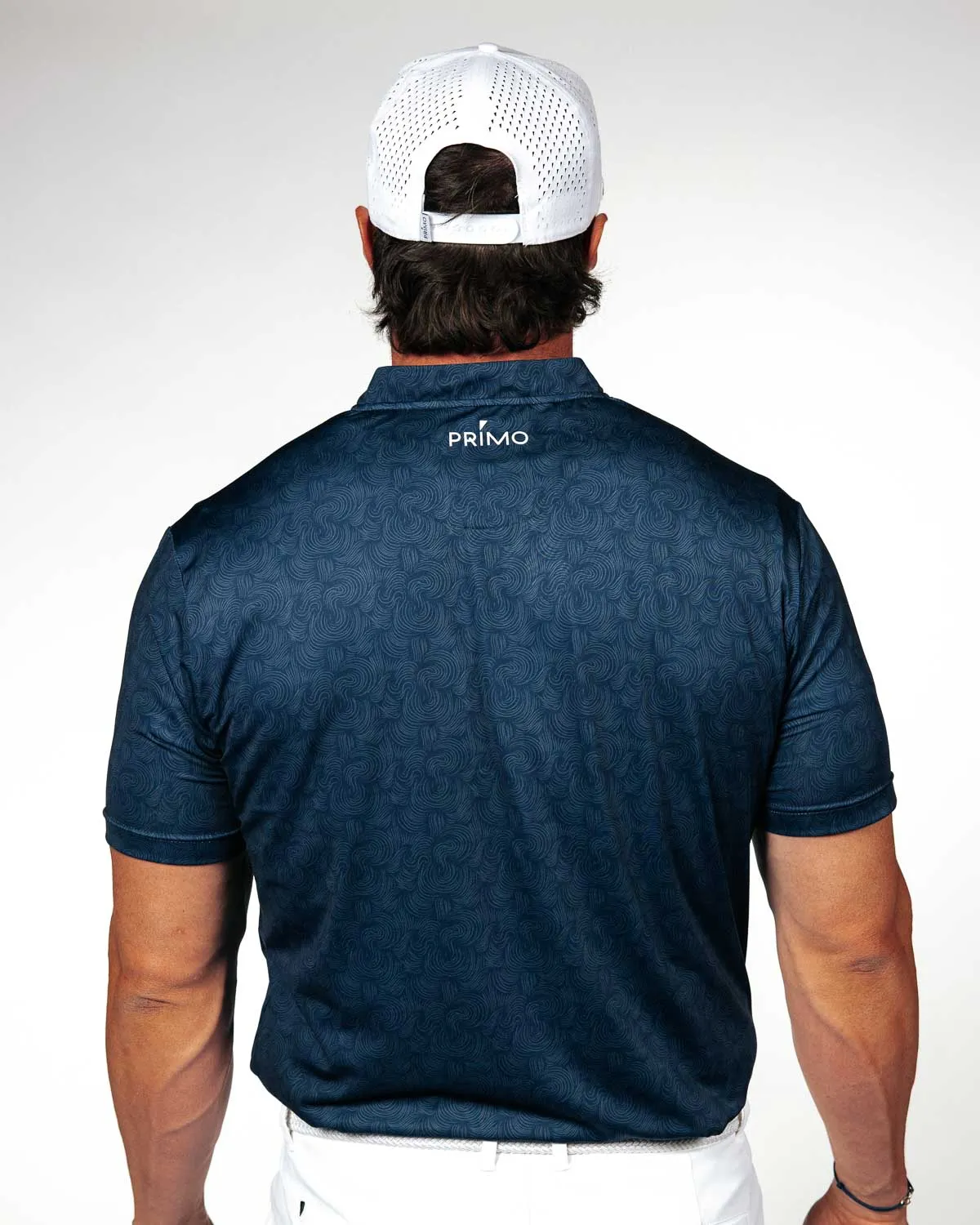 Navy Swirl Blade Polo,Men Top