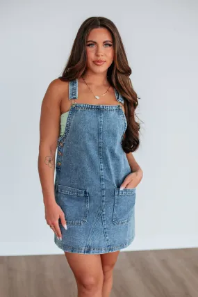 Nila Denim Overall Dress - Medium Wash