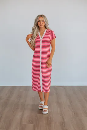 Paylor Striped Dress - Cherry