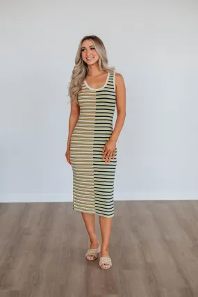 Petula Striped Dress - Lime Mix