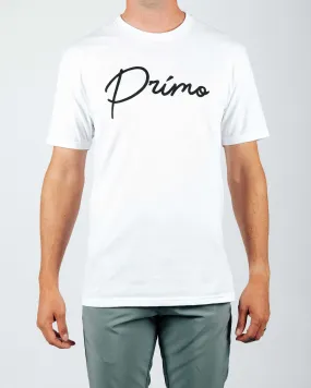 Primo White Cursive Tee,Men Top