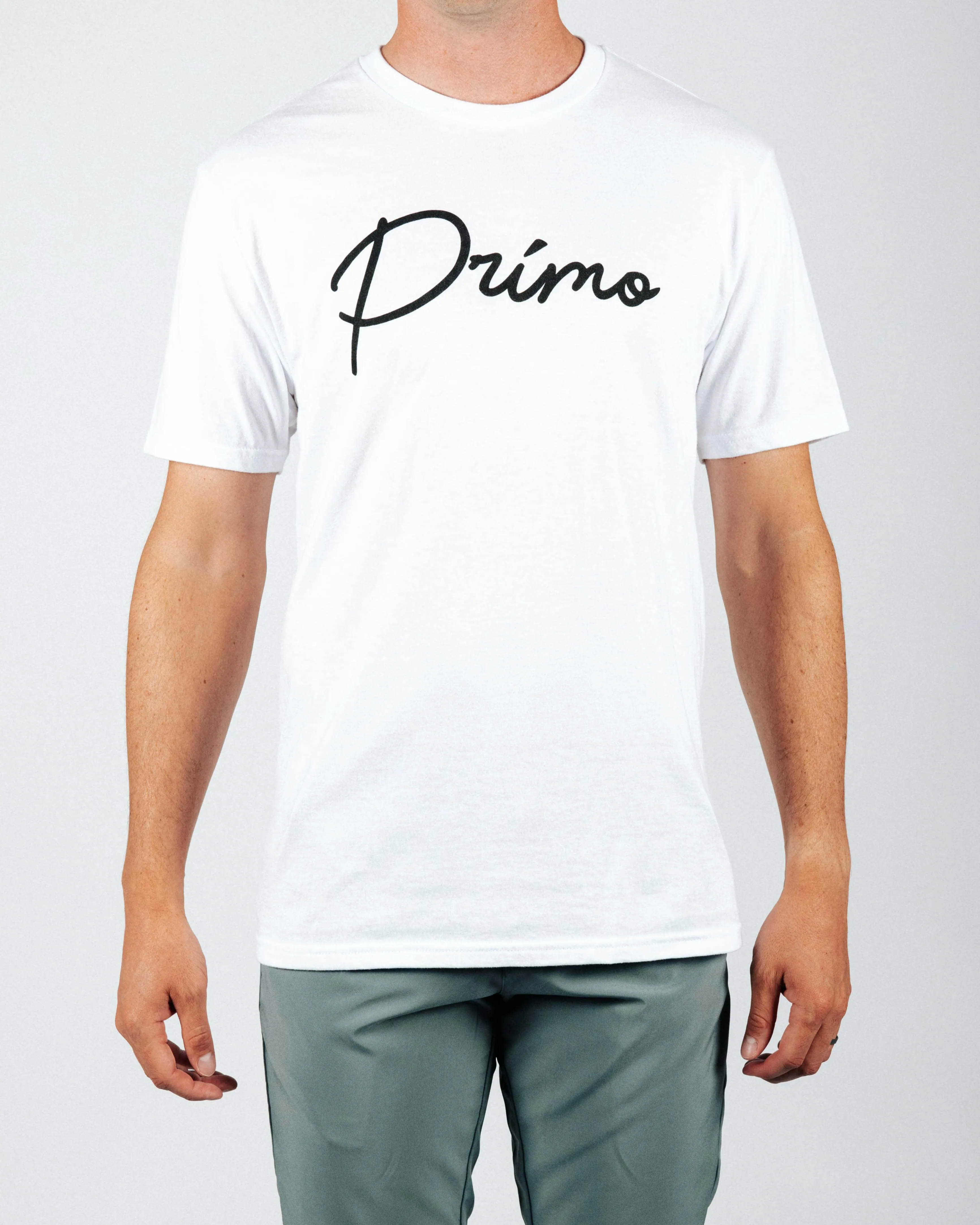 Primo White Cursive Tee,Men Top