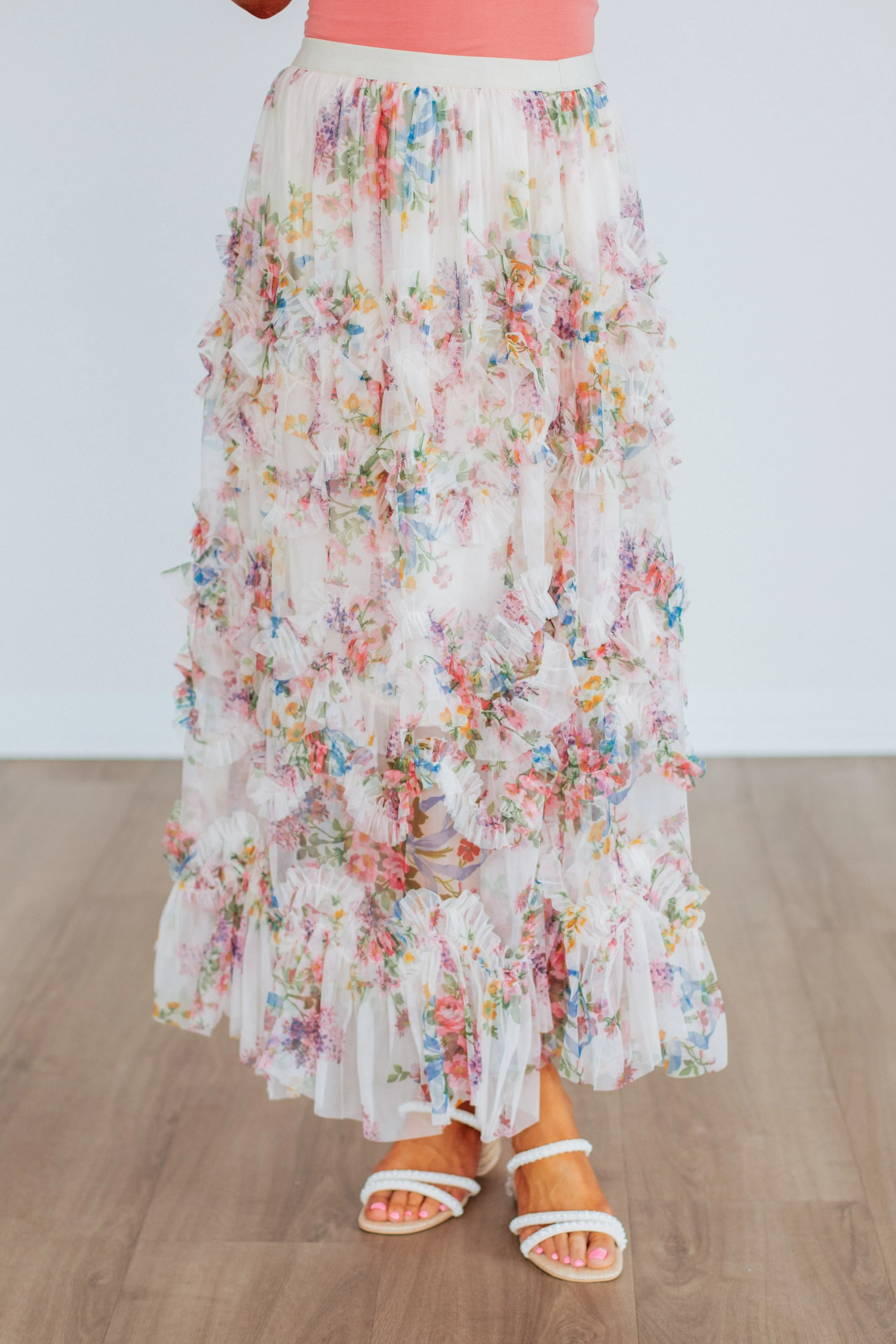 Shaya Floral Skirt - Ecru Mix